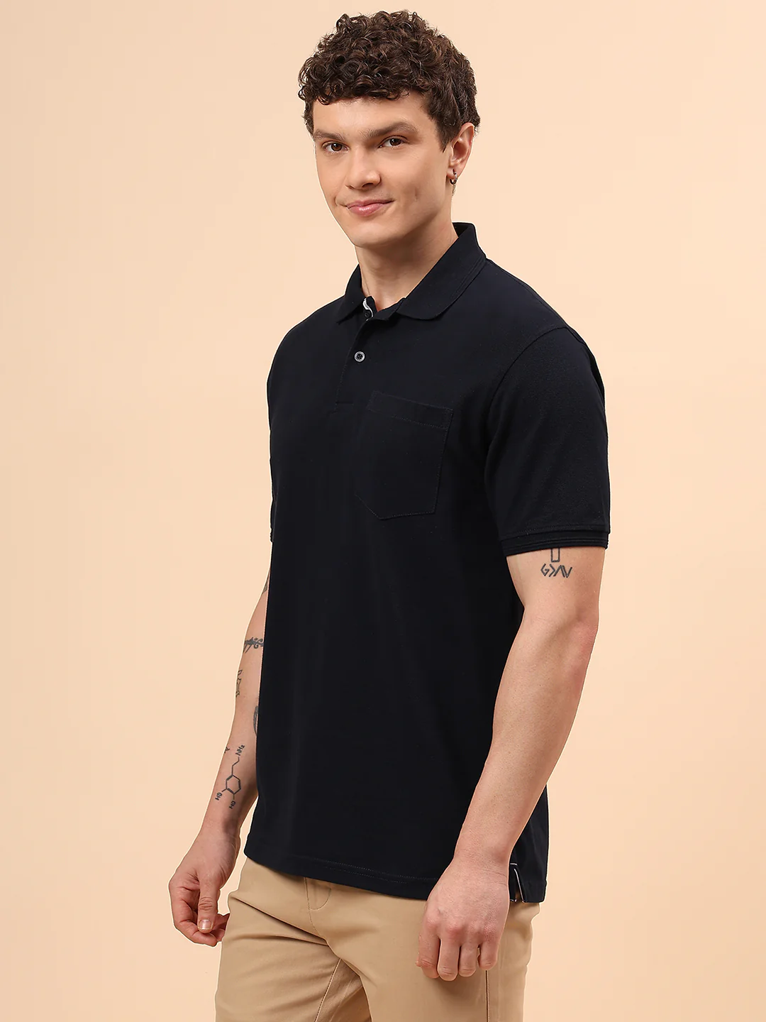 T-Shirt for Men | Breathable & Soft with Color Fastness Regular Fit Polo Neck Poly Cotton Fabric Solid Pattern - Image 4