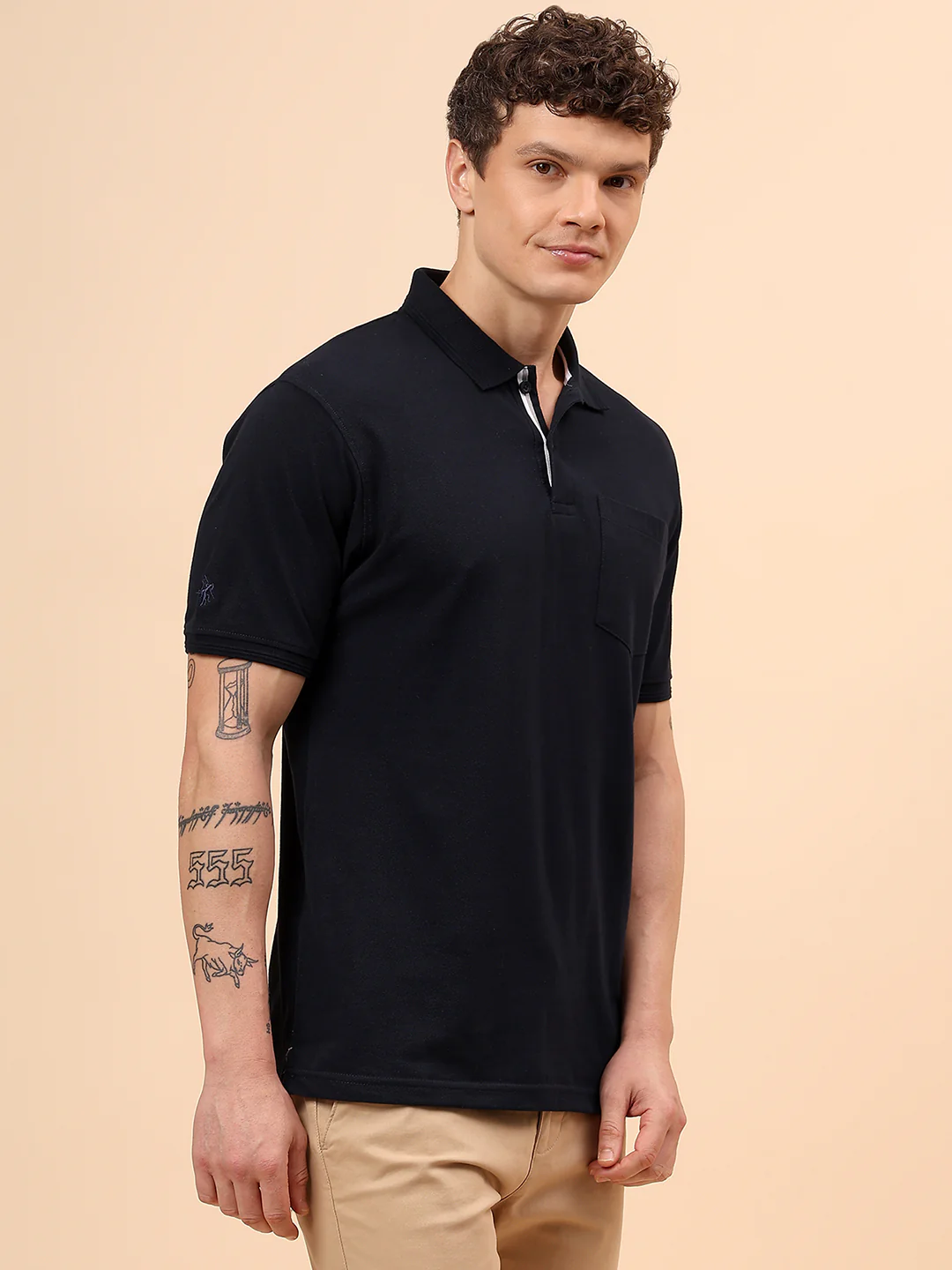 T-Shirt for Men | Breathable & Soft with Color Fastness Regular Fit Polo Neck Poly Cotton Fabric Solid Pattern - Image 5