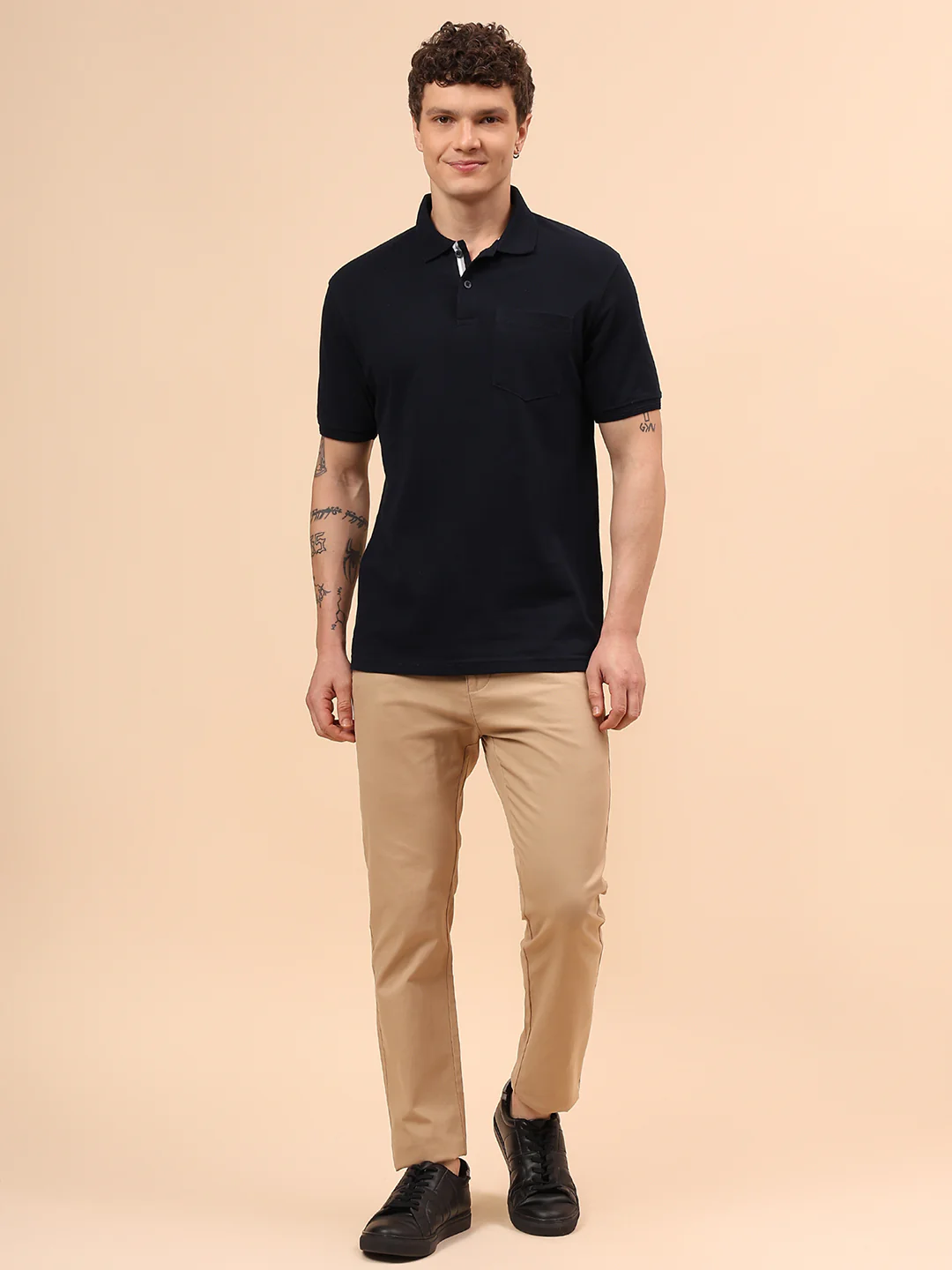 T-Shirt for Men | Breathable & Soft with Color Fastness Regular Fit Polo Neck Poly Cotton Fabric Solid Pattern - Image 8
