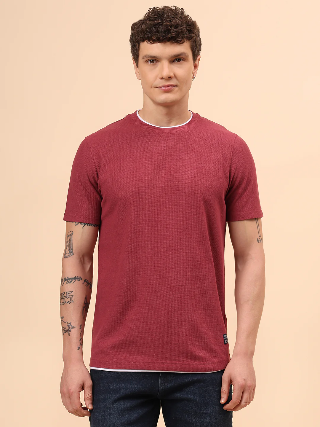 T-Shirt for Men | Breathable & Soft with Color Fastness Regular Fit Round Neck Poly Cotton Fabric Solid Pattern - Image 3