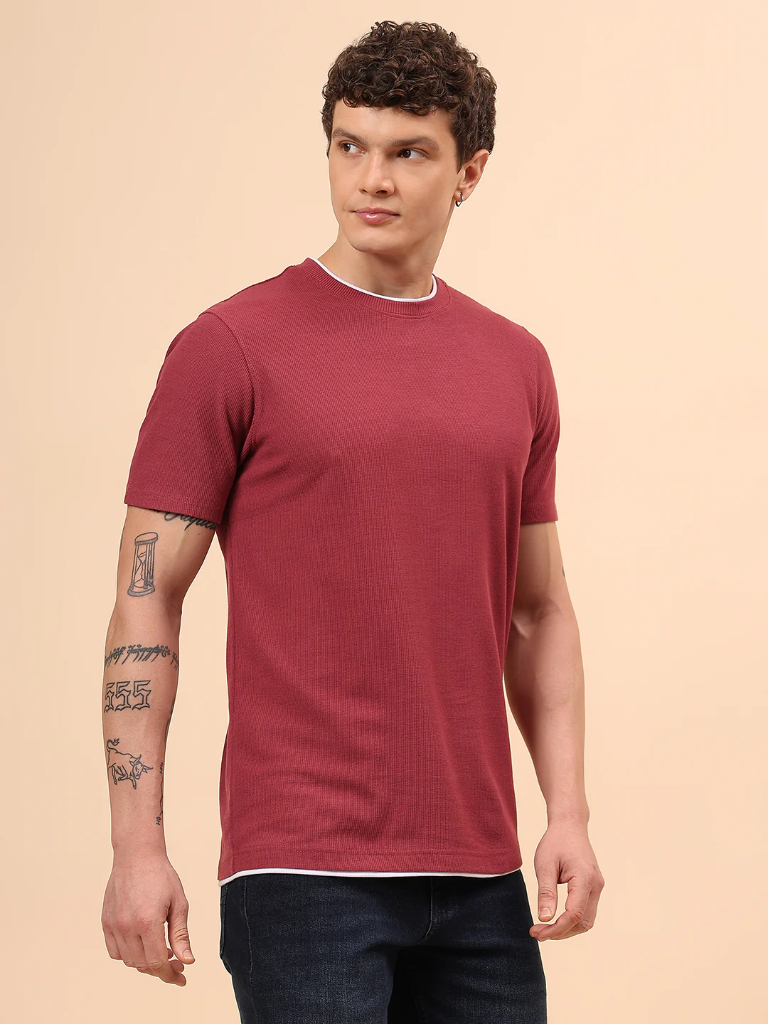 T-Shirt for Men | Breathable & Soft with Color Fastness Regular Fit Round Neck Poly Cotton Fabric Solid Pattern - Image 5