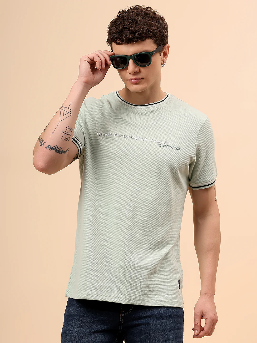 T-Shirt for Men | Breathable & Soft with Color Fastness Regular Fit Round Neck Poly Cotton Fabric Printed Pattern - Image 2