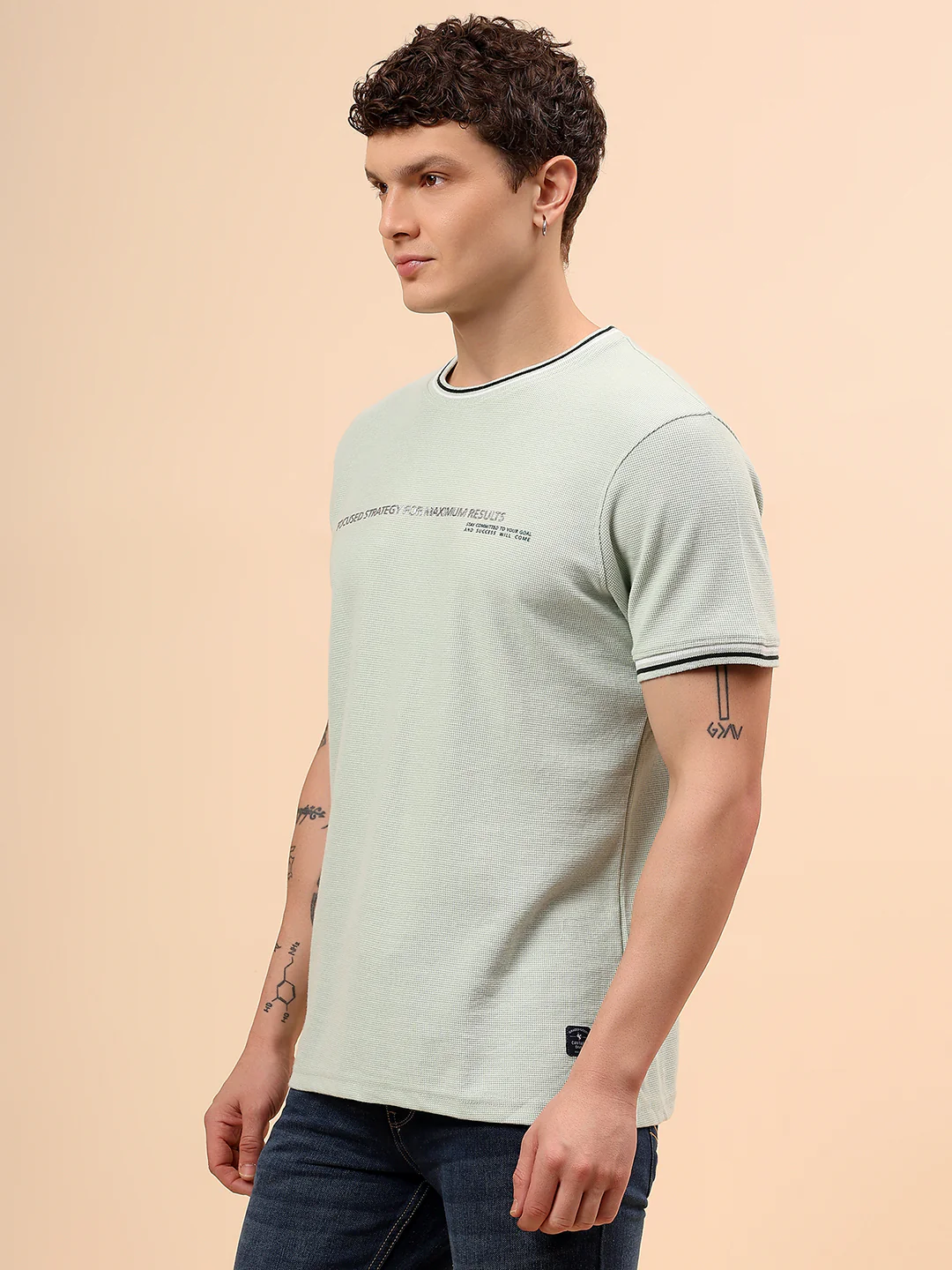 T-Shirt for Men | Breathable & Soft with Color Fastness Regular Fit Round Neck Poly Cotton Fabric Printed Pattern - Image 4