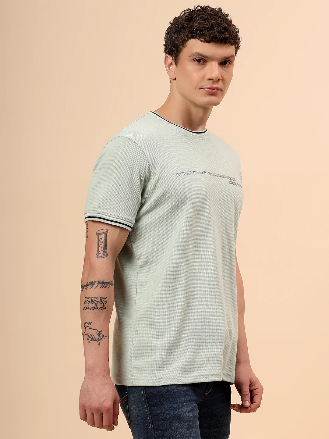 T-Shirt for Men | Breathable & Soft with Color Fastness Regular Fit Round Neck Poly Cotton Fabric Printed Pattern - Image 5