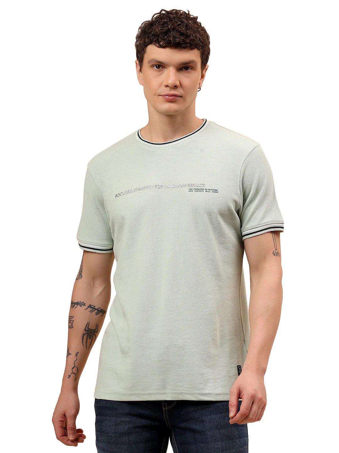 T-Shirt for Men | Breathable & Soft with Color Fastness Regular Fit Round Neck Poly Cotton Fabric Printed Pattern - Image 9