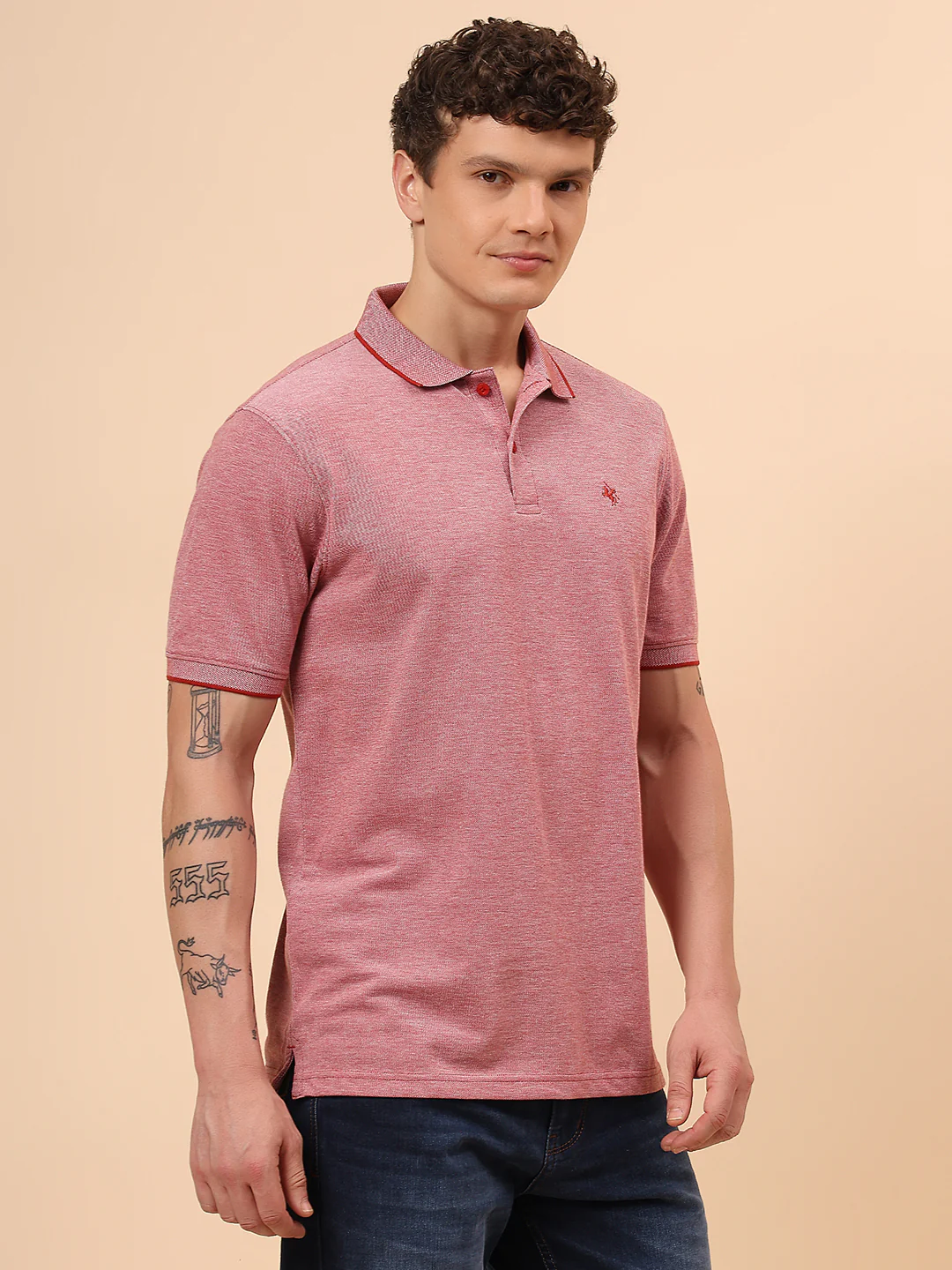 T-Shirt for Men | Breathable & Soft with Color Fastness Regular Fit Polo Neck Poly Cotton Fabric Solid Pattern - Image 5
