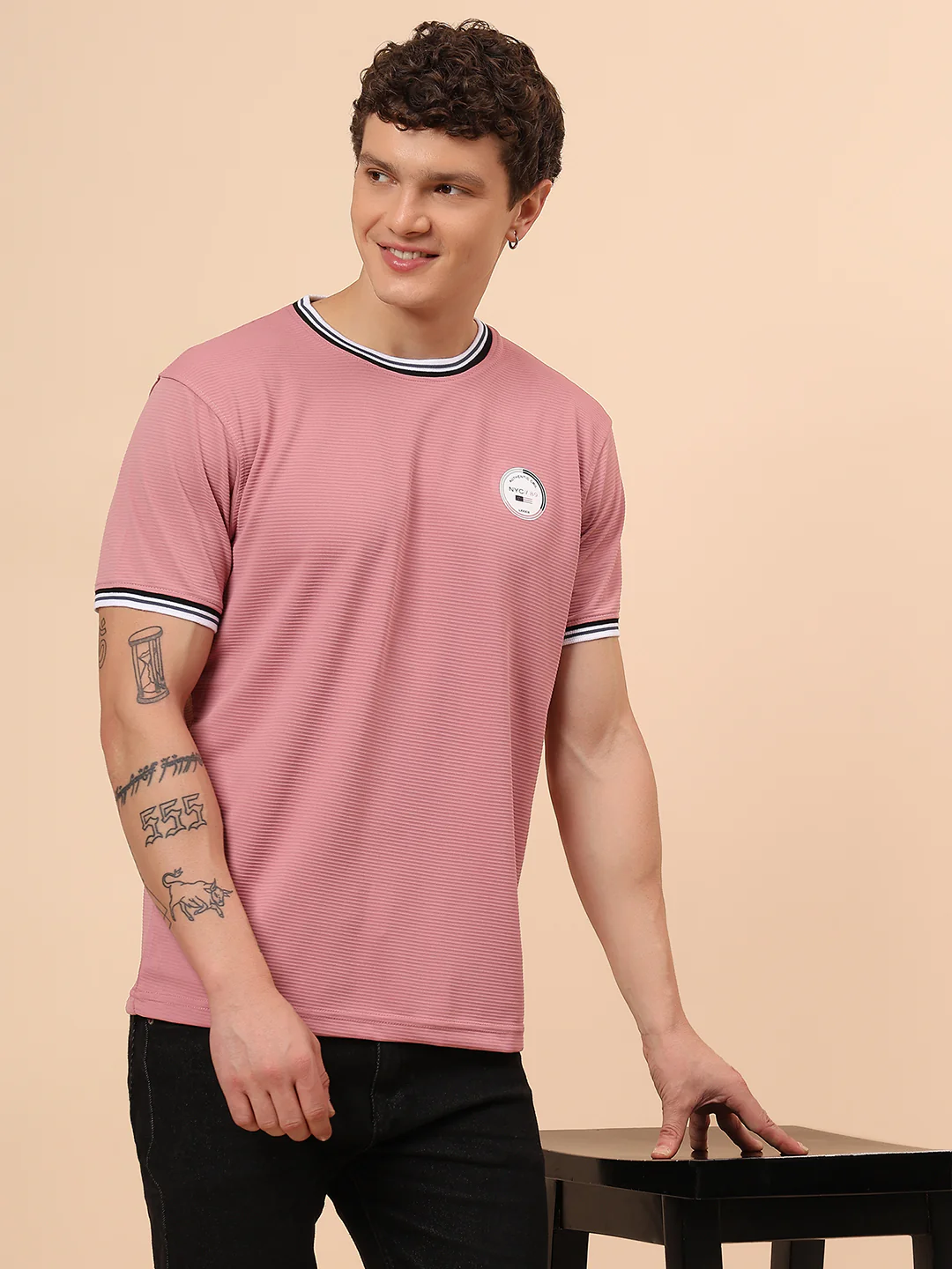 T-Shirt for Men | Breathable & Soft with Color Fastness Regular Fit Round Neck Polyester Fabric Solid Pattern - Image 2