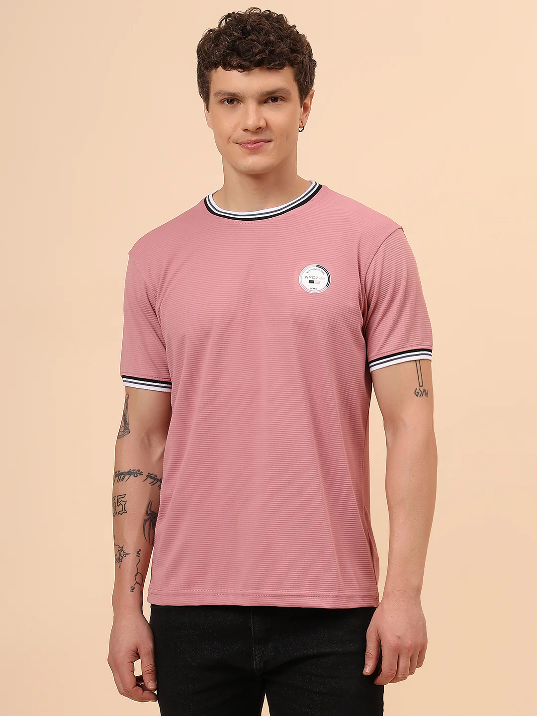 T-Shirt for Men | Breathable & Soft with Color Fastness Regular Fit Round Neck Polyester Fabric Solid Pattern - Image 3