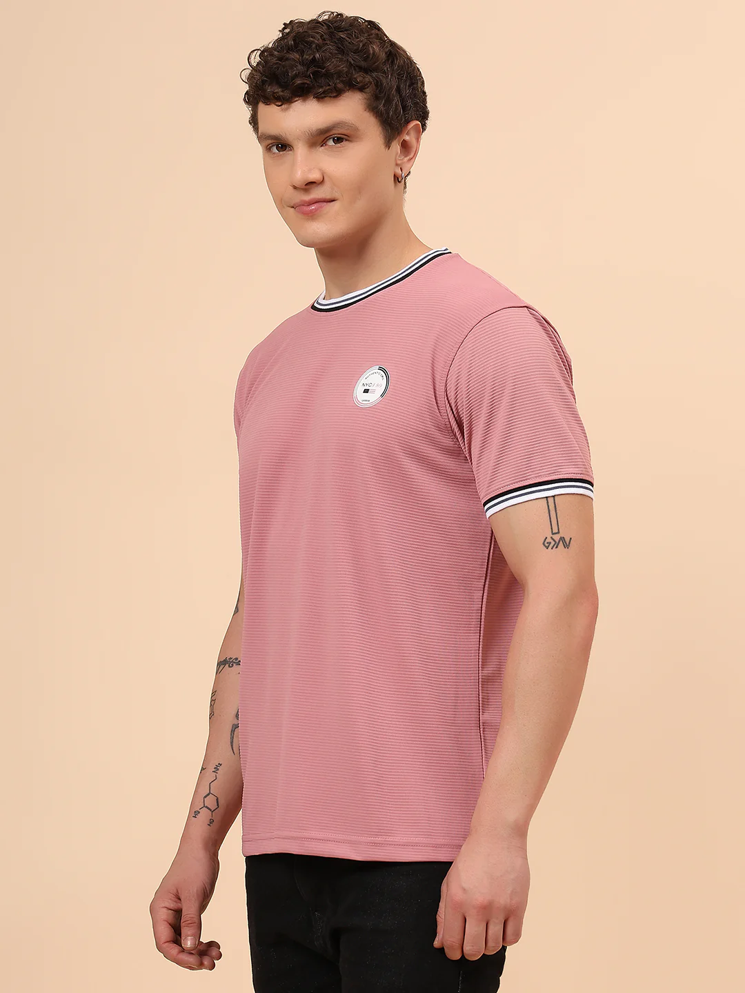 T-Shirt for Men | Breathable & Soft with Color Fastness Regular Fit Round Neck Polyester Fabric Solid Pattern - Image 4