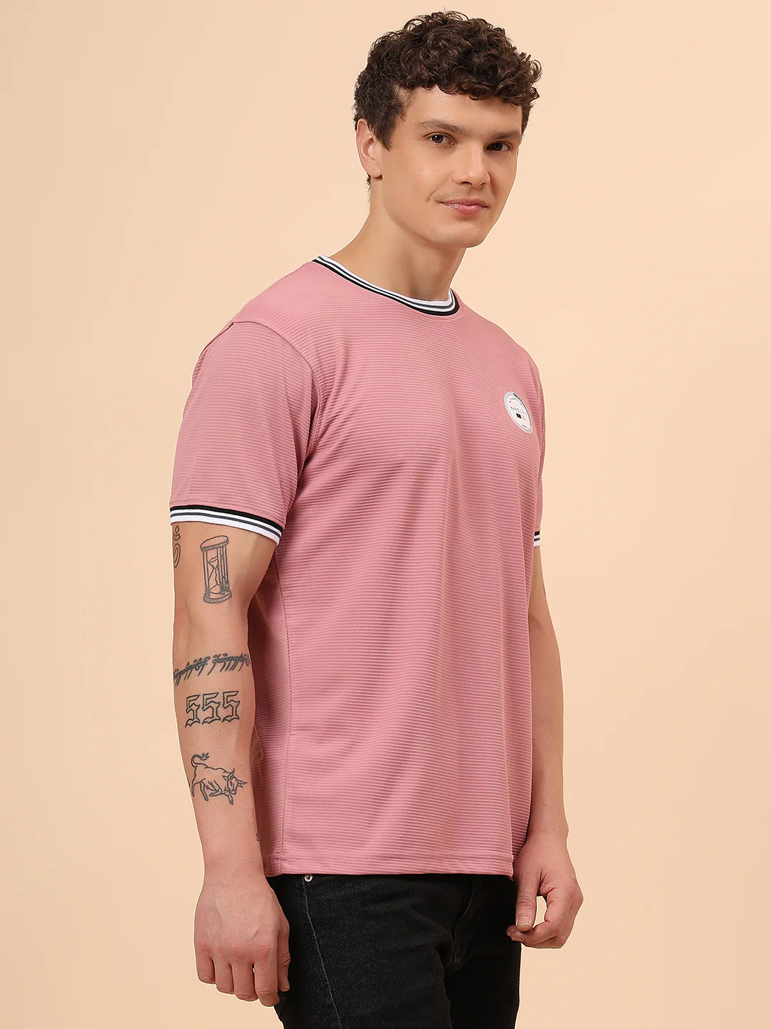 T-Shirt for Men | Breathable & Soft with Color Fastness Regular Fit Round Neck Polyester Fabric Solid Pattern - Image 5