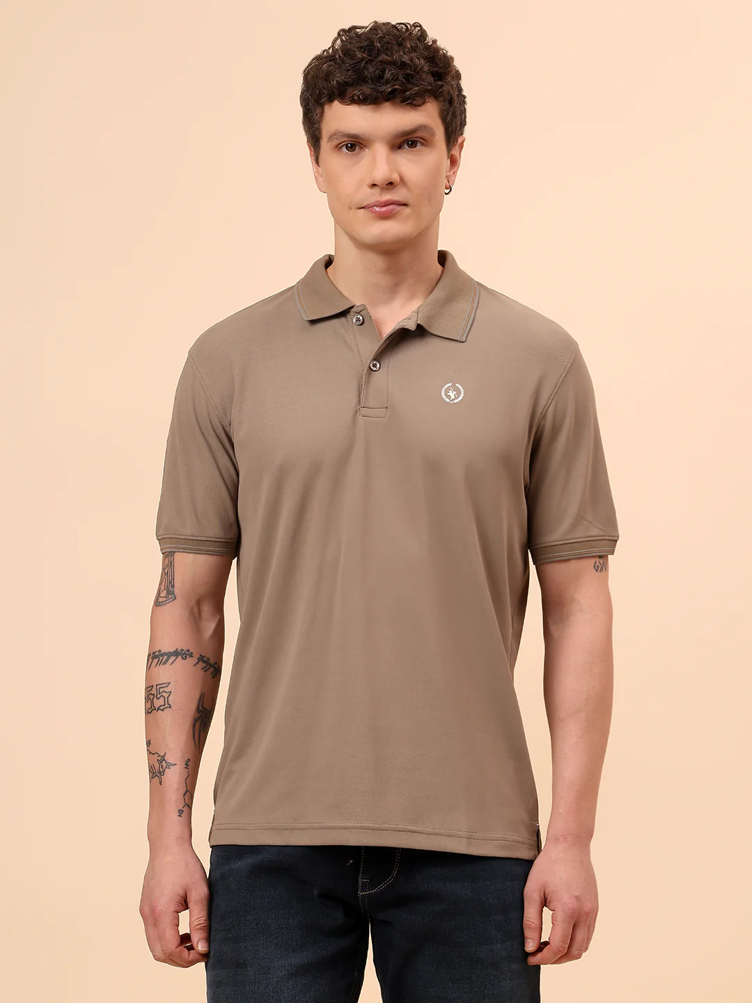 T-Shirt for Men | Breathable & Soft with Color Fastness Regular Fit Polo Neck Polyester Fabric Solid Pattern - Image 3