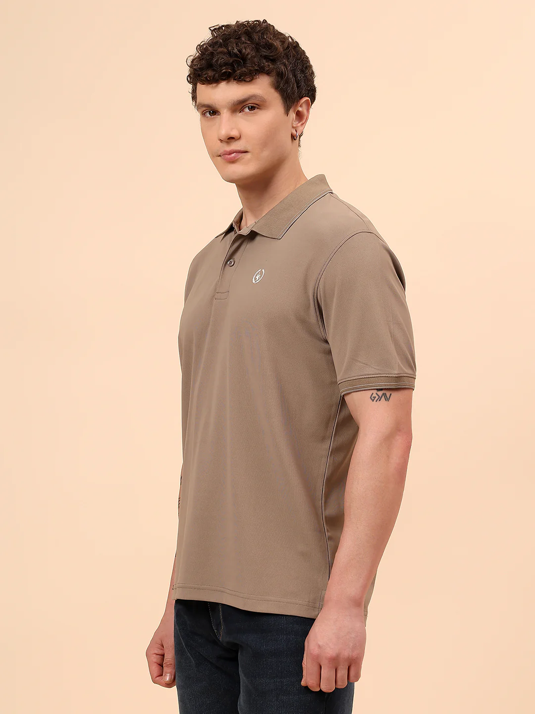 T-Shirt for Men | Breathable & Soft with Color Fastness Regular Fit Polo Neck Polyester Fabric Solid Pattern - Image 4