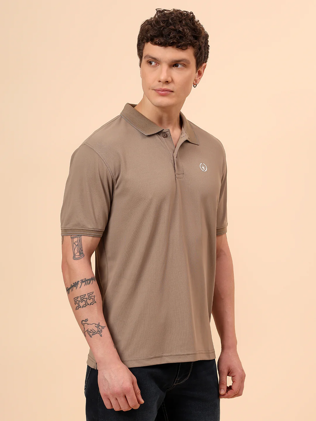 T-Shirt for Men | Breathable & Soft with Color Fastness Regular Fit Polo Neck Polyester Fabric Solid Pattern - Image 5