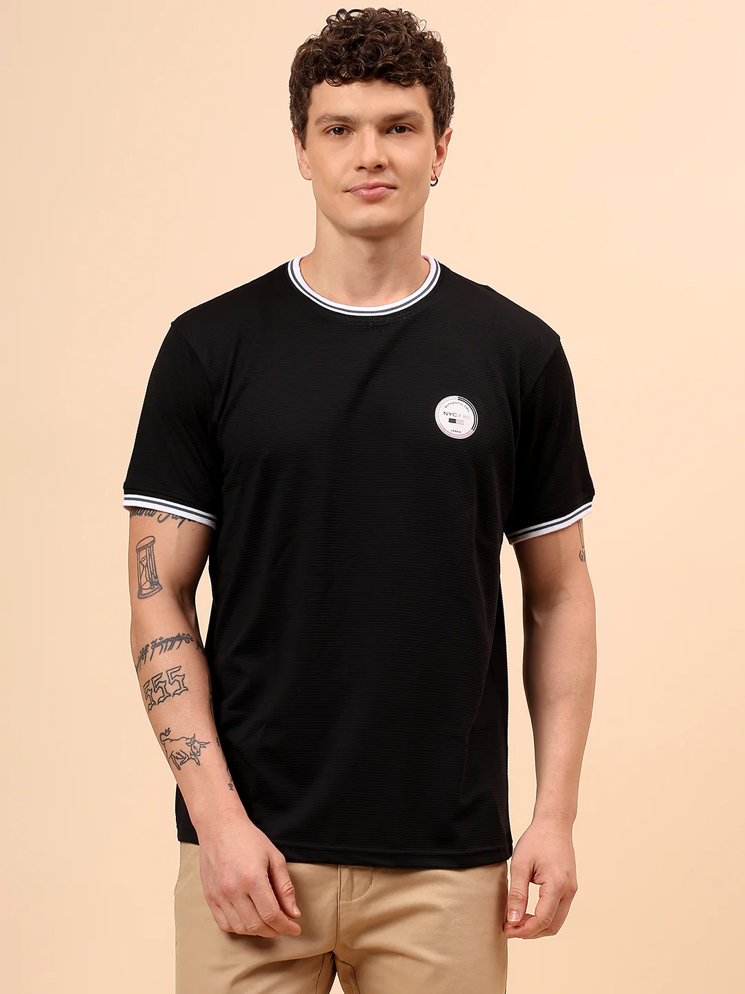 T-Shirt for Men | Breathable & Soft with Color Fastness Regular Fit Round Neck Polyester Fabric Solid Pattern - Image 3
