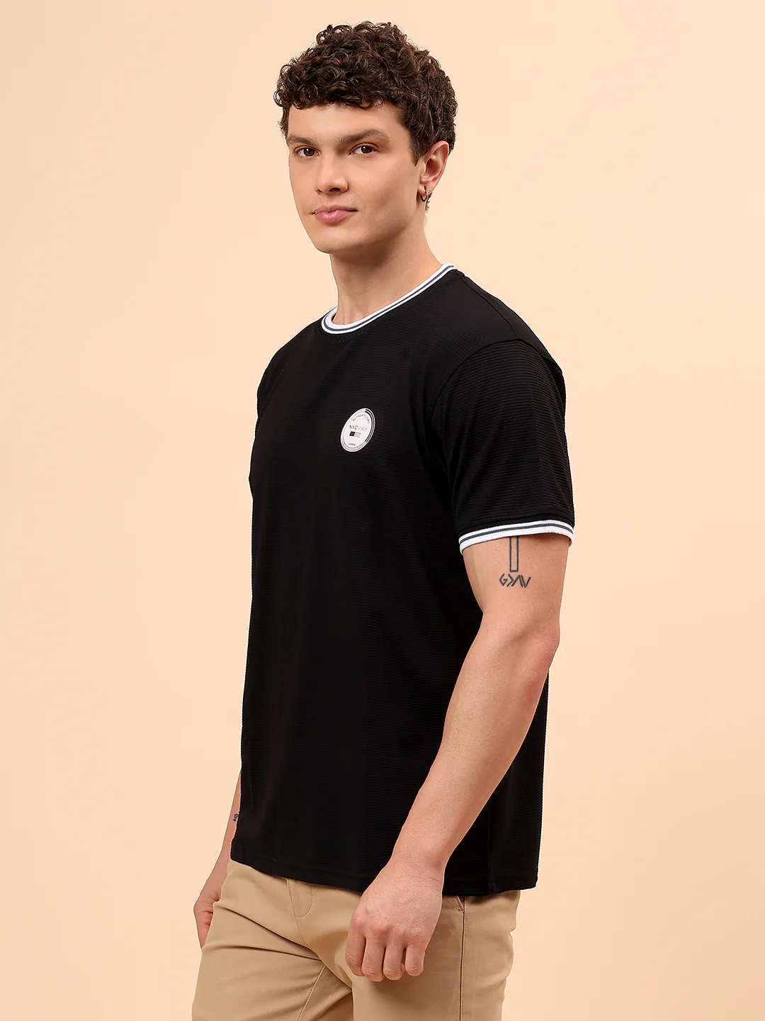T-Shirt for Men | Breathable & Soft with Color Fastness Regular Fit Round Neck Polyester Fabric Solid Pattern - Image 4