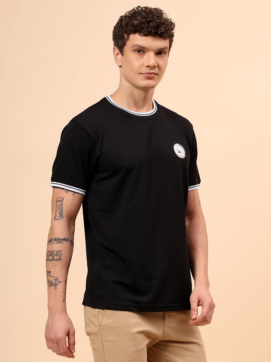 T-Shirt for Men | Breathable & Soft with Color Fastness Regular Fit Round Neck Polyester Fabric Solid Pattern - Image 5