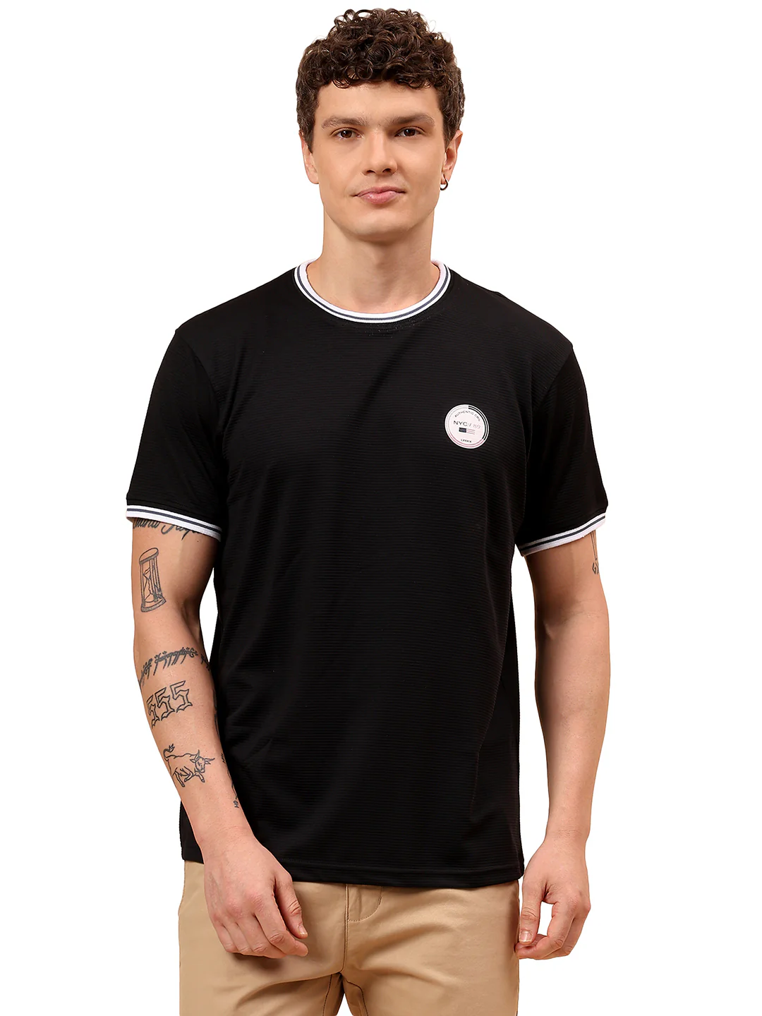 T-Shirt for Men | Breathable & Soft with Color Fastness Regular Fit Round Neck Polyester Fabric Solid Pattern - Image 9