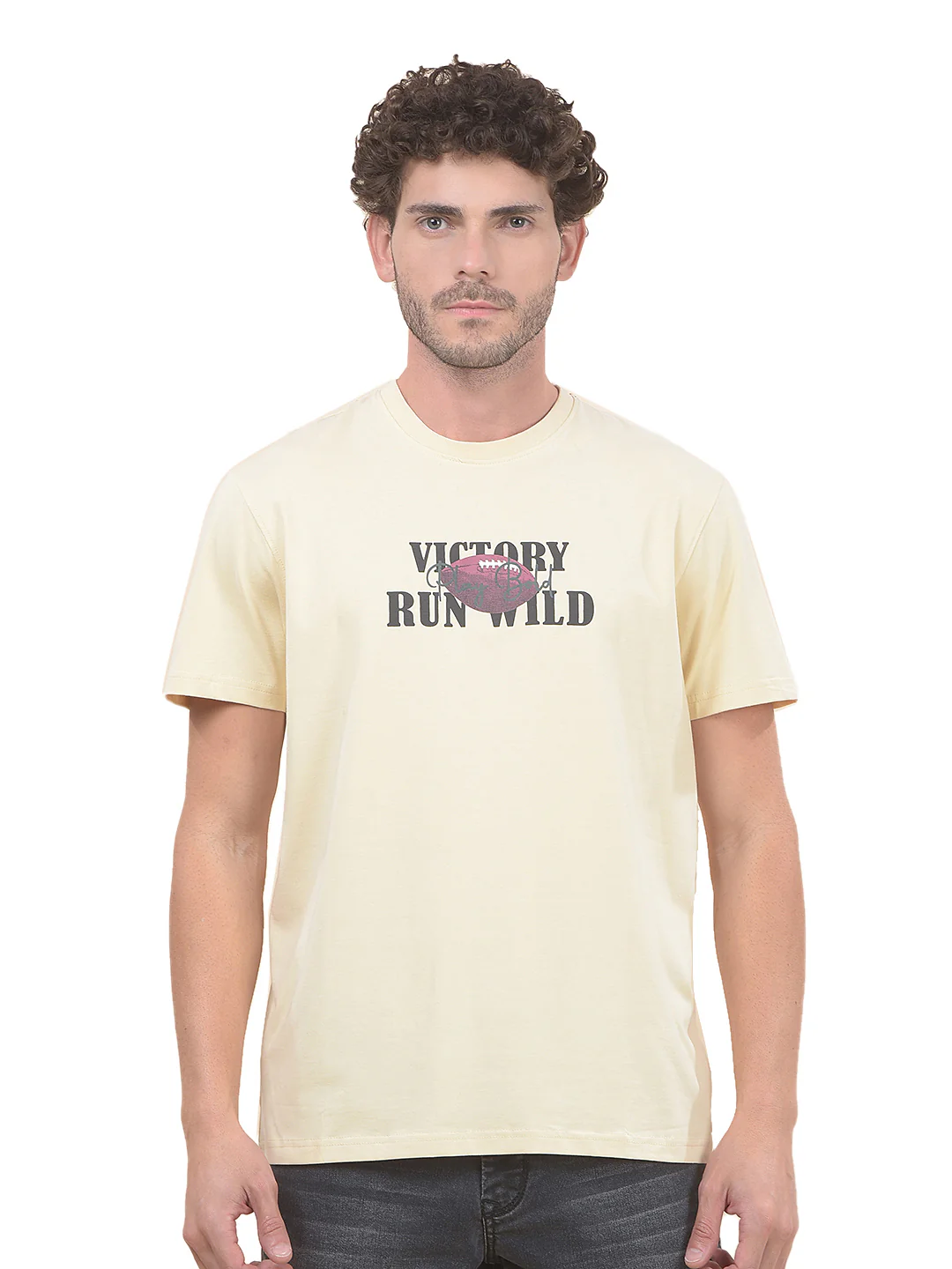 T-Shirt for Men | Breathable & Soft with Color Fastness Regular Fit Round Neck Cotton Blend Fabric Printed Pattern - Image 9