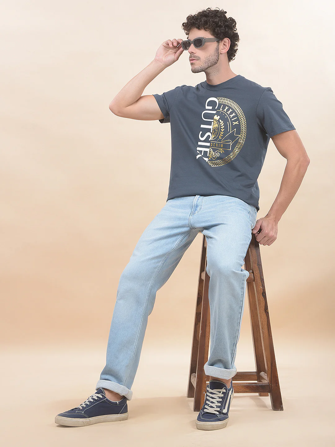 T-Shirt for Men | Breathable & Soft with Color Fastness Regular Fit Round Neck Cotton Blend Fabric Printed Pattern - Image 2