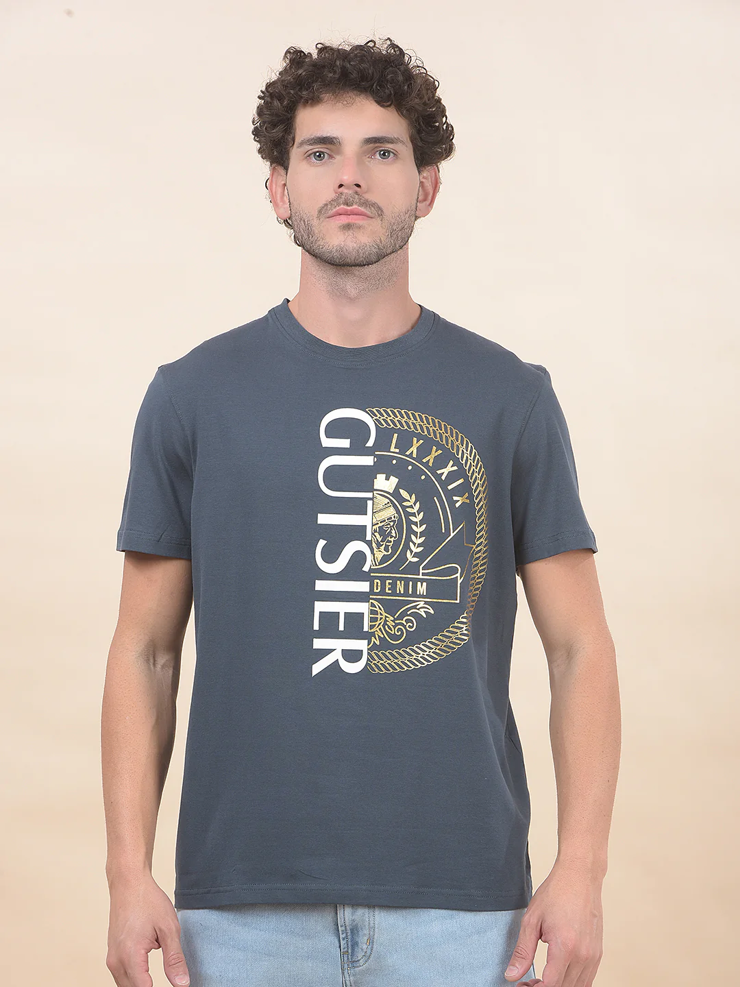 T-Shirt for Men | Breathable & Soft with Color Fastness Regular Fit Round Neck Cotton Blend Fabric Printed Pattern - Image 4