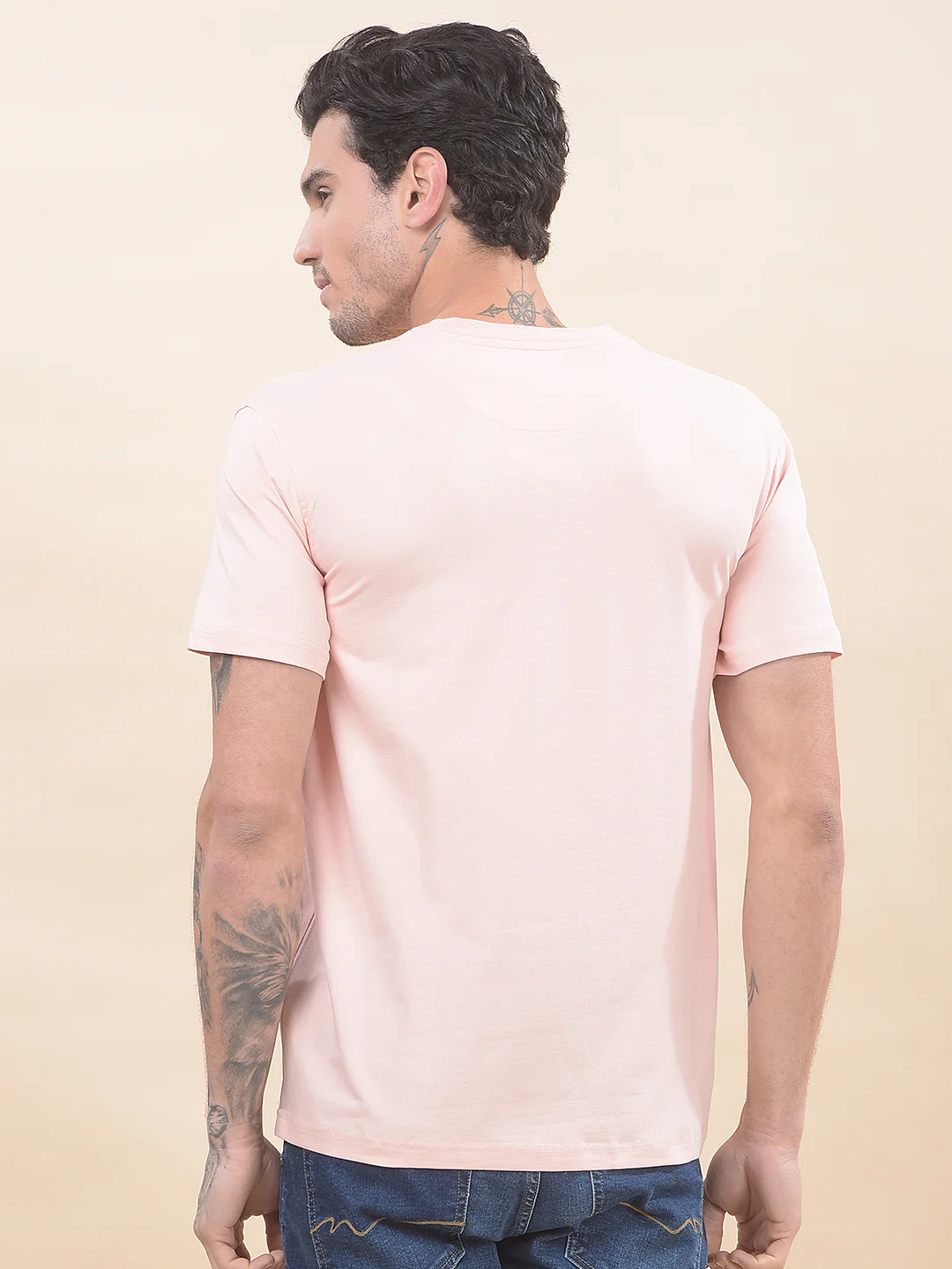 T-Shirt for Men | Breathable & Soft with Color Fastness Regular Fit Round Neck Cotton Blend Fabric Printed Pattern - Image 2