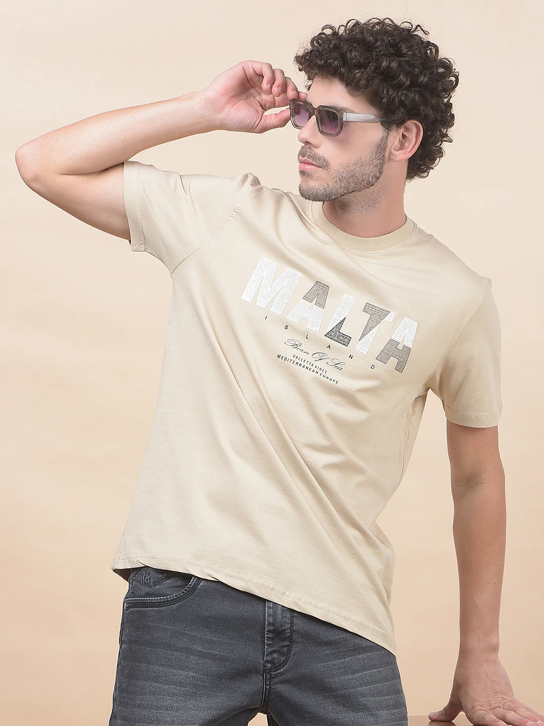 T-Shirt for Men | Breathable & Soft with Color Fastness Regular Fit Round Neck Cotton Blend Fabric Printed Pattern - Image 3