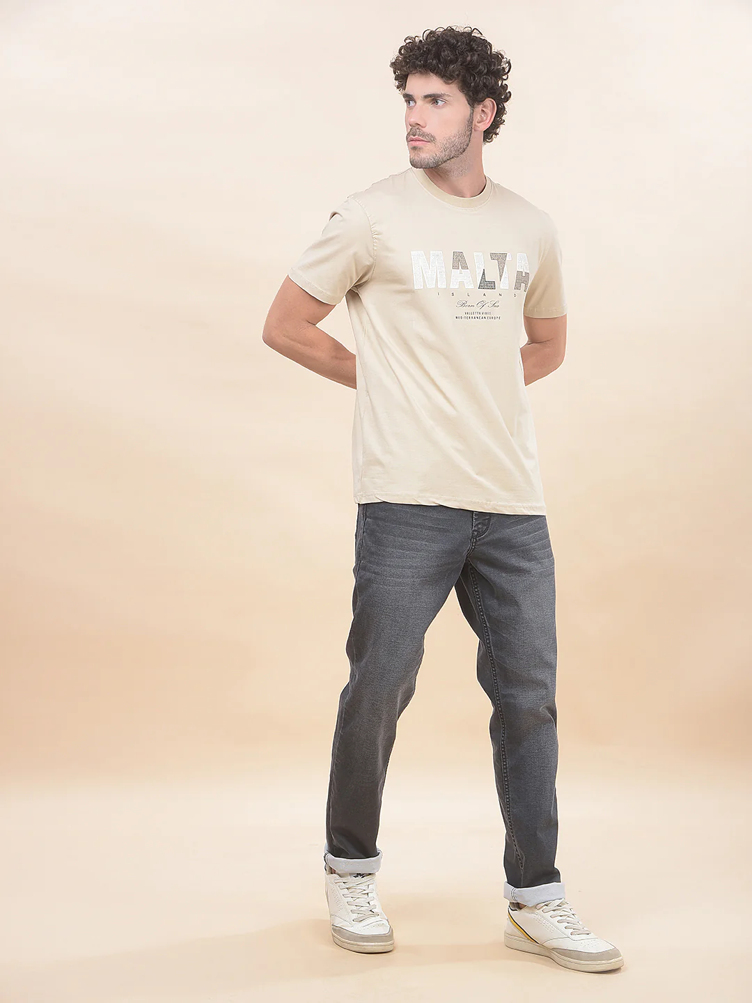 T-Shirt for Men | Breathable & Soft with Color Fastness Regular Fit Round Neck Cotton Blend Fabric Printed Pattern - Image 4