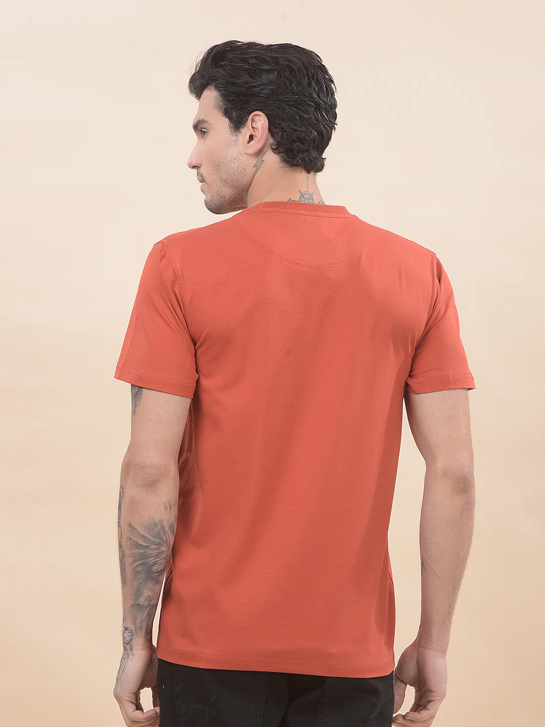 T-Shirt for Men | Breathable & Soft with Color Fastness Regular Fit Round Neck Cotton Blend Fabric Printed Pattern - Image 3