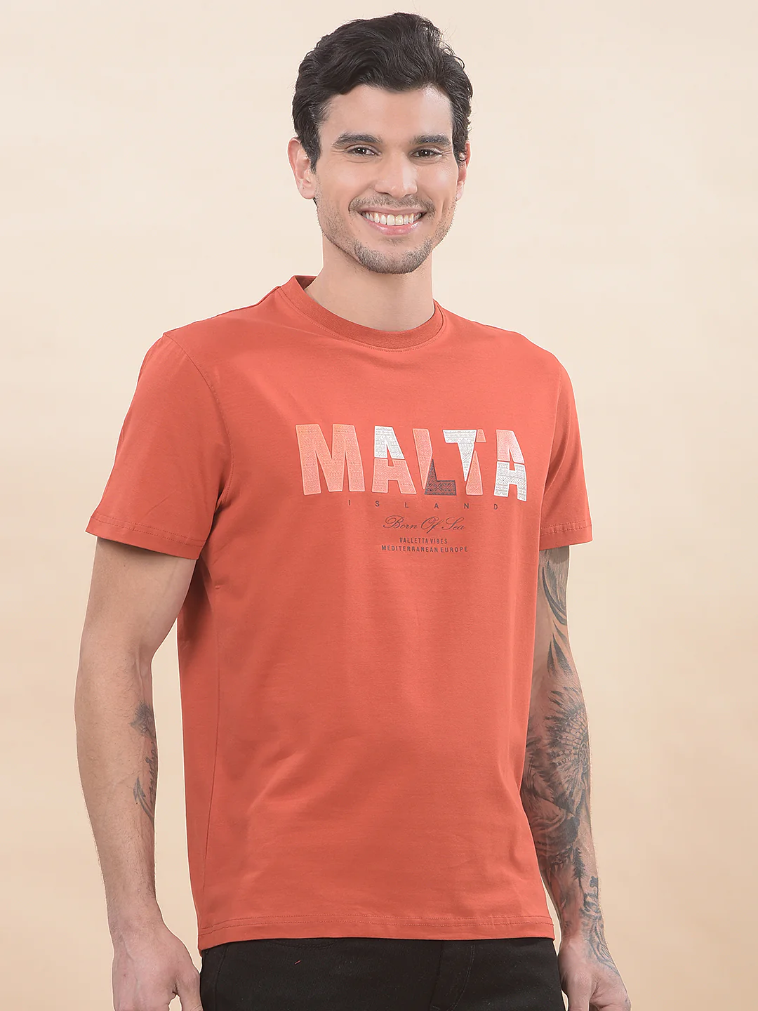 T-Shirt for Men | Breathable & Soft with Color Fastness Regular Fit Round Neck Cotton Blend Fabric Printed Pattern - Image 6