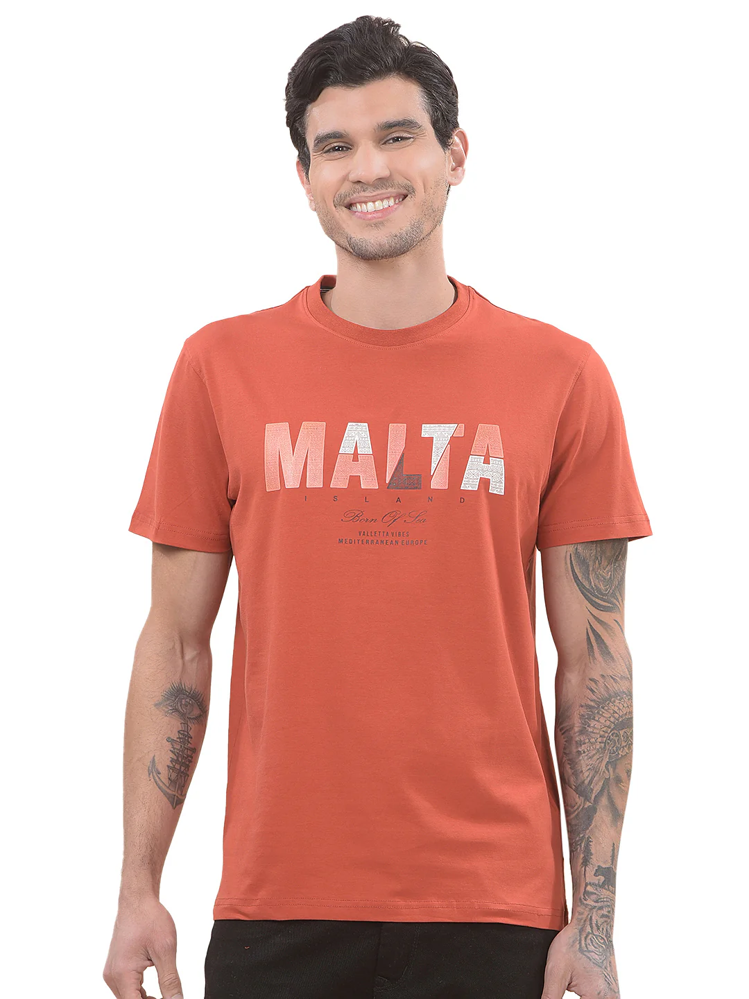 T-Shirt for Men | Breathable & Soft with Color Fastness Regular Fit Round Neck Cotton Blend Fabric Printed Pattern - Image 9
