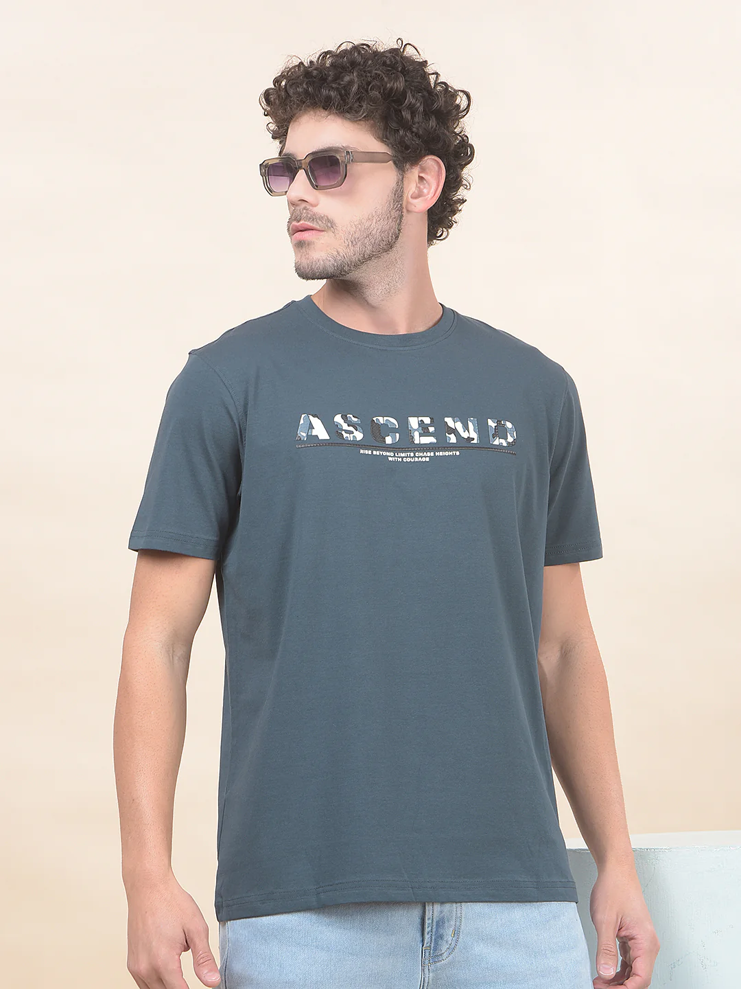 T-Shirt for Men | Breathable & Soft with Color Fastness Regular Fit Round Neck Cotton Blend Fabric Printed Pattern - Image 2