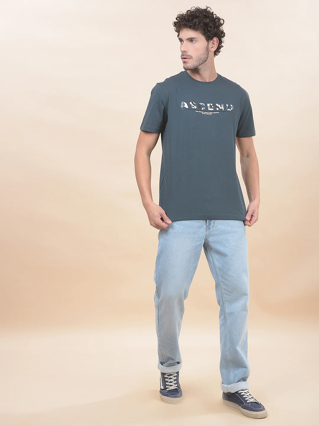 T-Shirt for Men | Breathable & Soft with Color Fastness Regular Fit Round Neck Cotton Blend Fabric Printed Pattern - Image 3