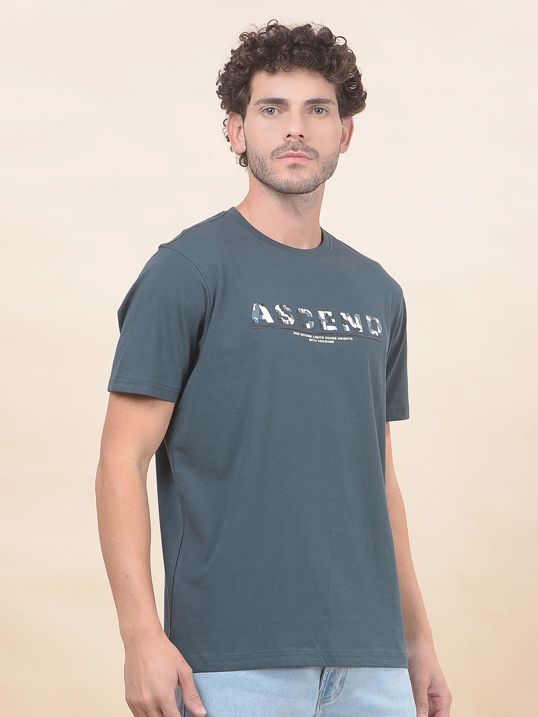 T-Shirt for Men | Breathable & Soft with Color Fastness Regular Fit Round Neck Cotton Blend Fabric Printed Pattern - Image 4