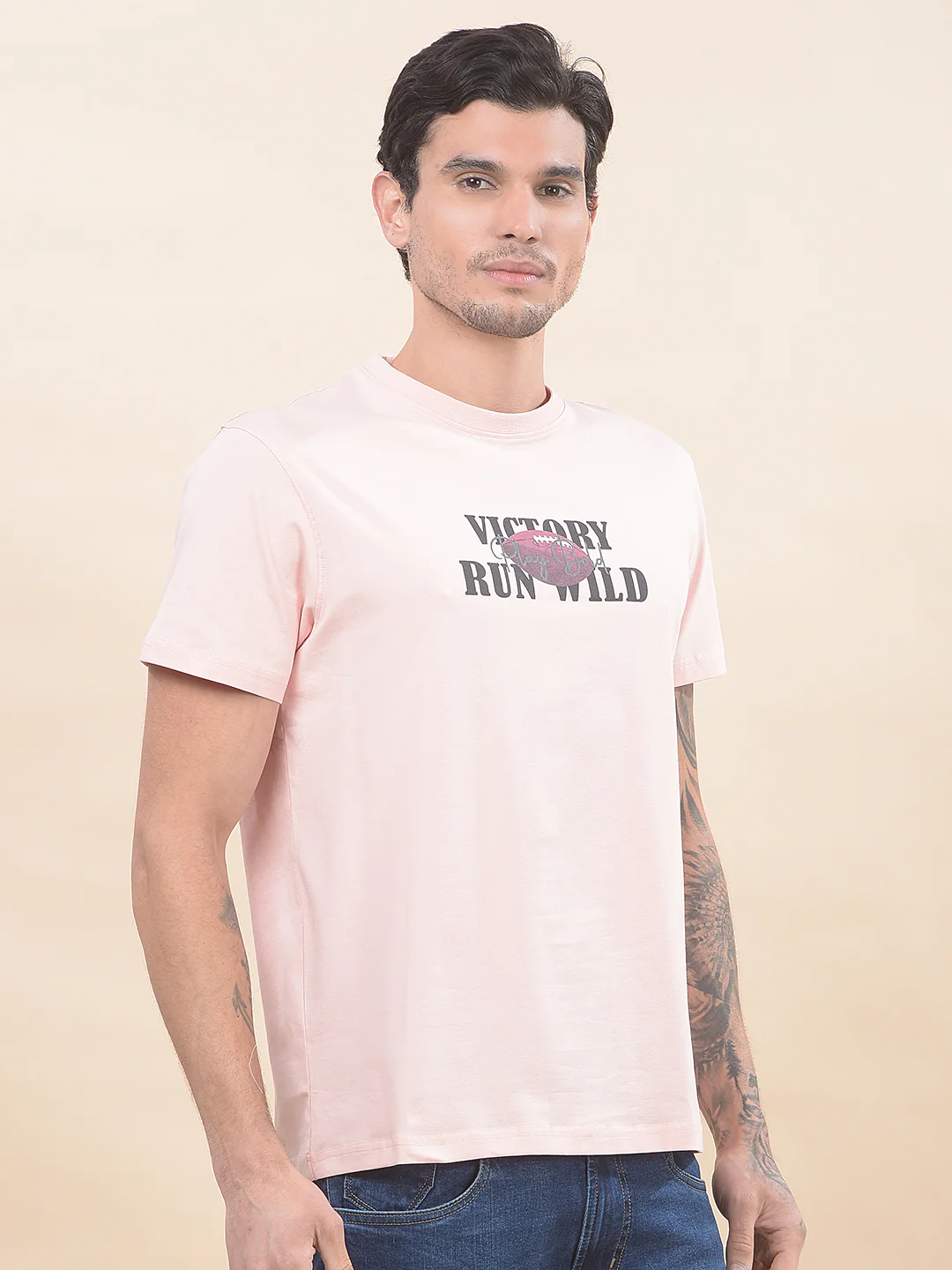 T-Shirt for Men | Breathable & Soft with Color Fastness Regular Fit Round Neck Cotton Blend Fabric Printed Pattern - Image 6