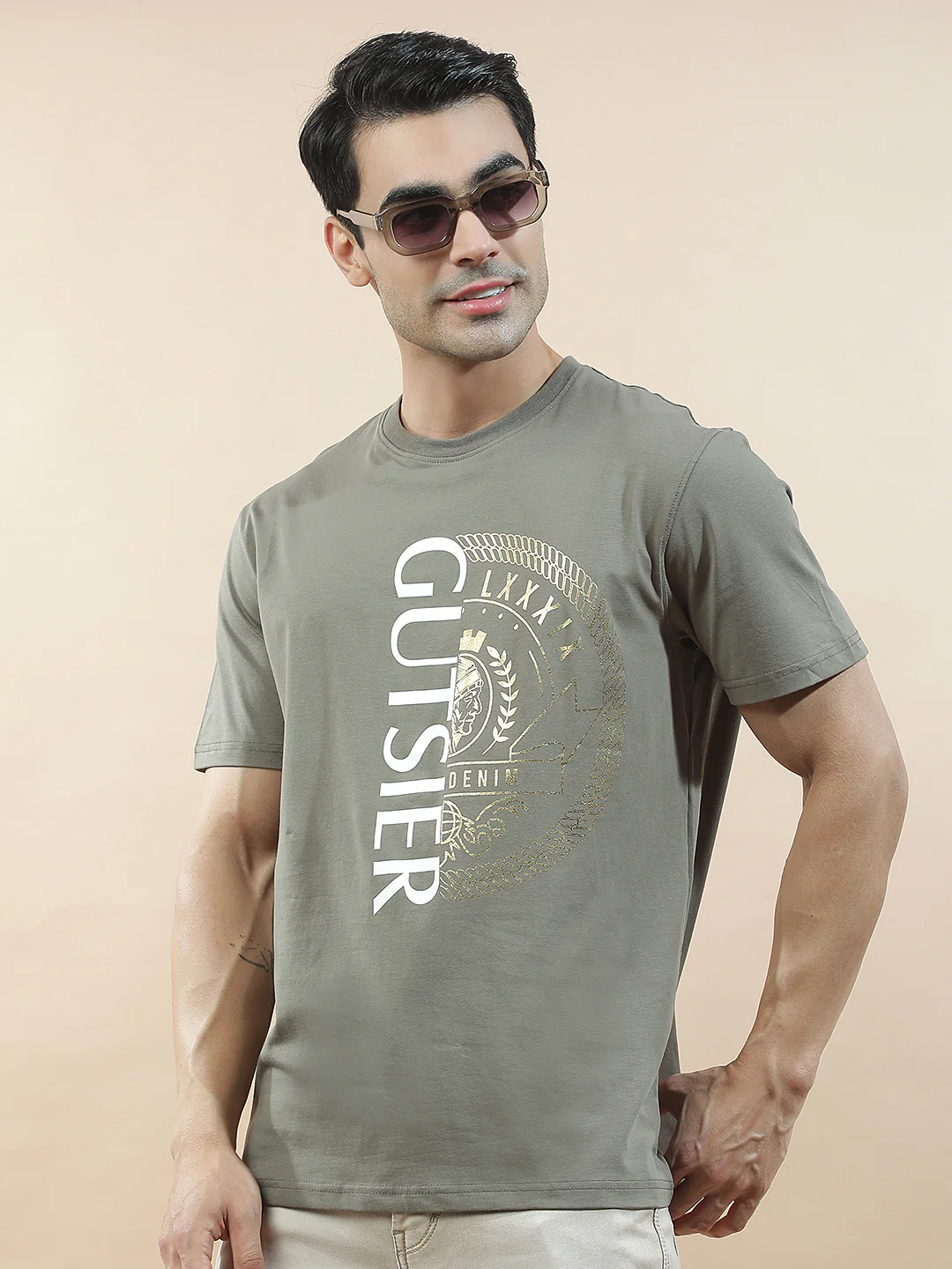 T-Shirt for Men | Breathable & Soft with Color Fastness Regular Fit Round Neck Cotton Blend Fabric Printed Pattern - Image 2