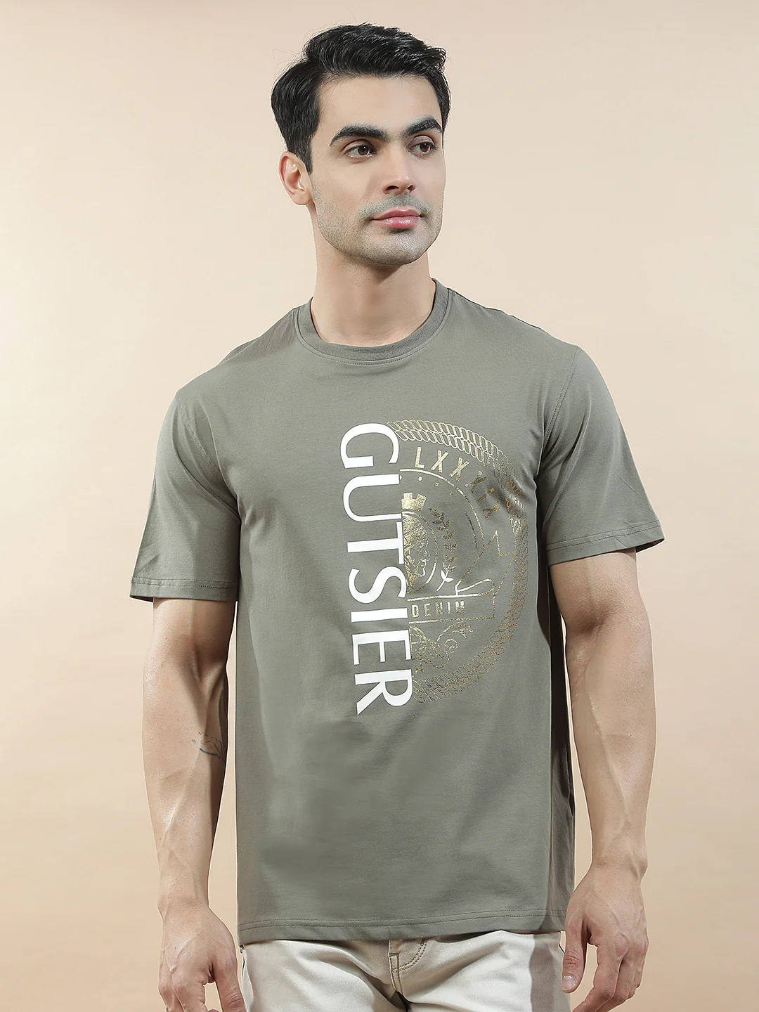 T-Shirt for Men | Breathable & Soft with Color Fastness Regular Fit Round Neck Cotton Blend Fabric Printed Pattern - Image 4