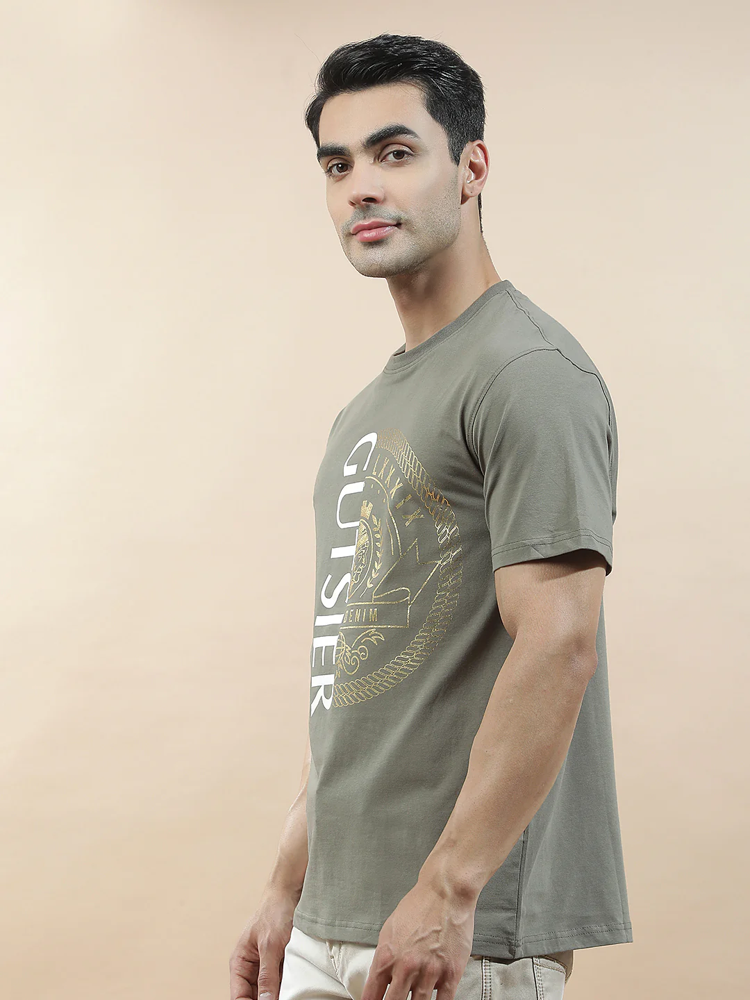 T-Shirt for Men | Breathable & Soft with Color Fastness Regular Fit Round Neck Cotton Blend Fabric Printed Pattern - Image 5