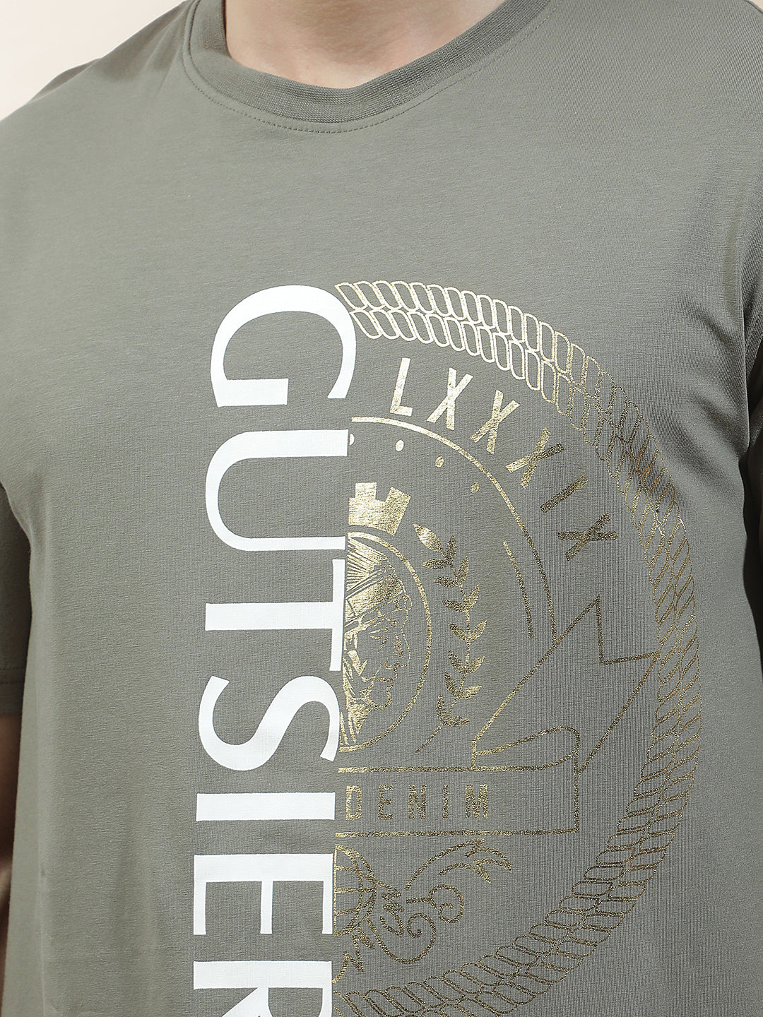 T-Shirt for Men | Breathable & Soft with Color Fastness Regular Fit Round Neck Cotton Blend Fabric Printed Pattern - Image 7