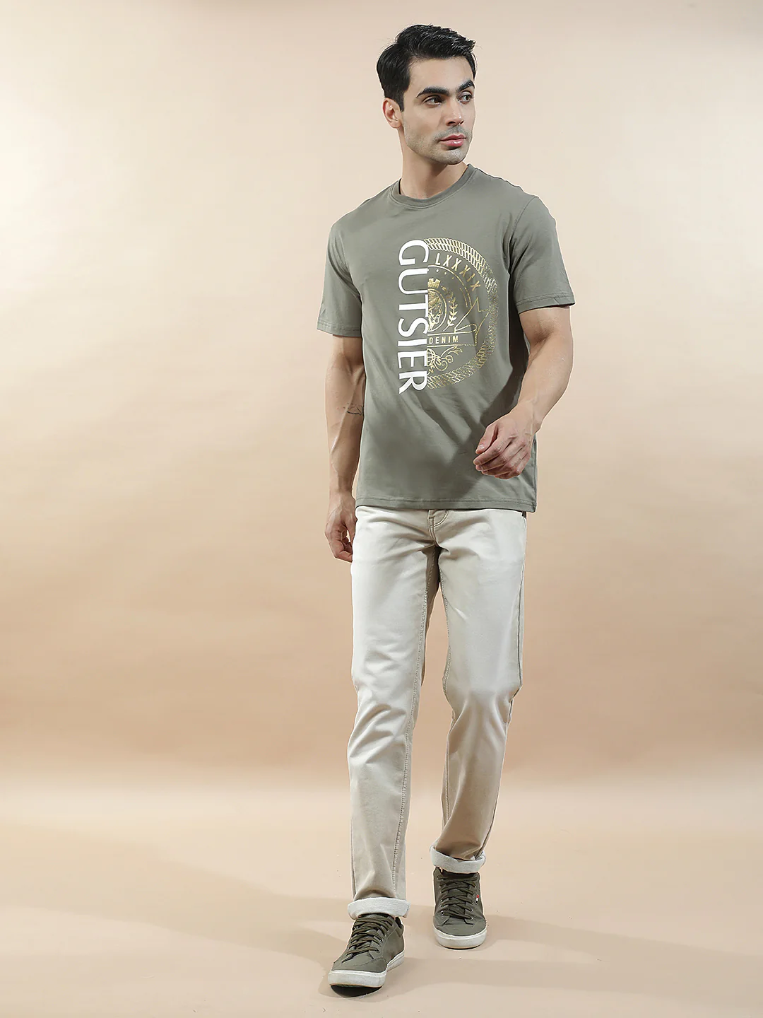 T-Shirt for Men | Breathable & Soft with Color Fastness Regular Fit Round Neck Cotton Blend Fabric Printed Pattern - Image 8