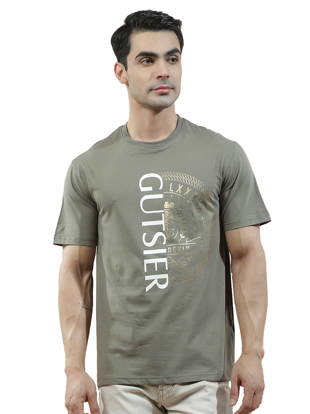 T-Shirt for Men | Breathable & Soft with Color Fastness Regular Fit Round Neck Cotton Blend Fabric Printed Pattern - Image 9