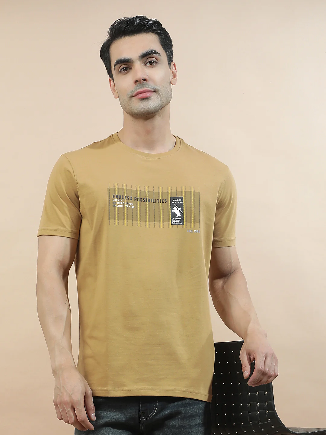 T-Shirt for Men | Breathable & Soft with Color Fastness Regular Fit Round Neck Cotton Blend Fabric Printed Pattern - Image 2