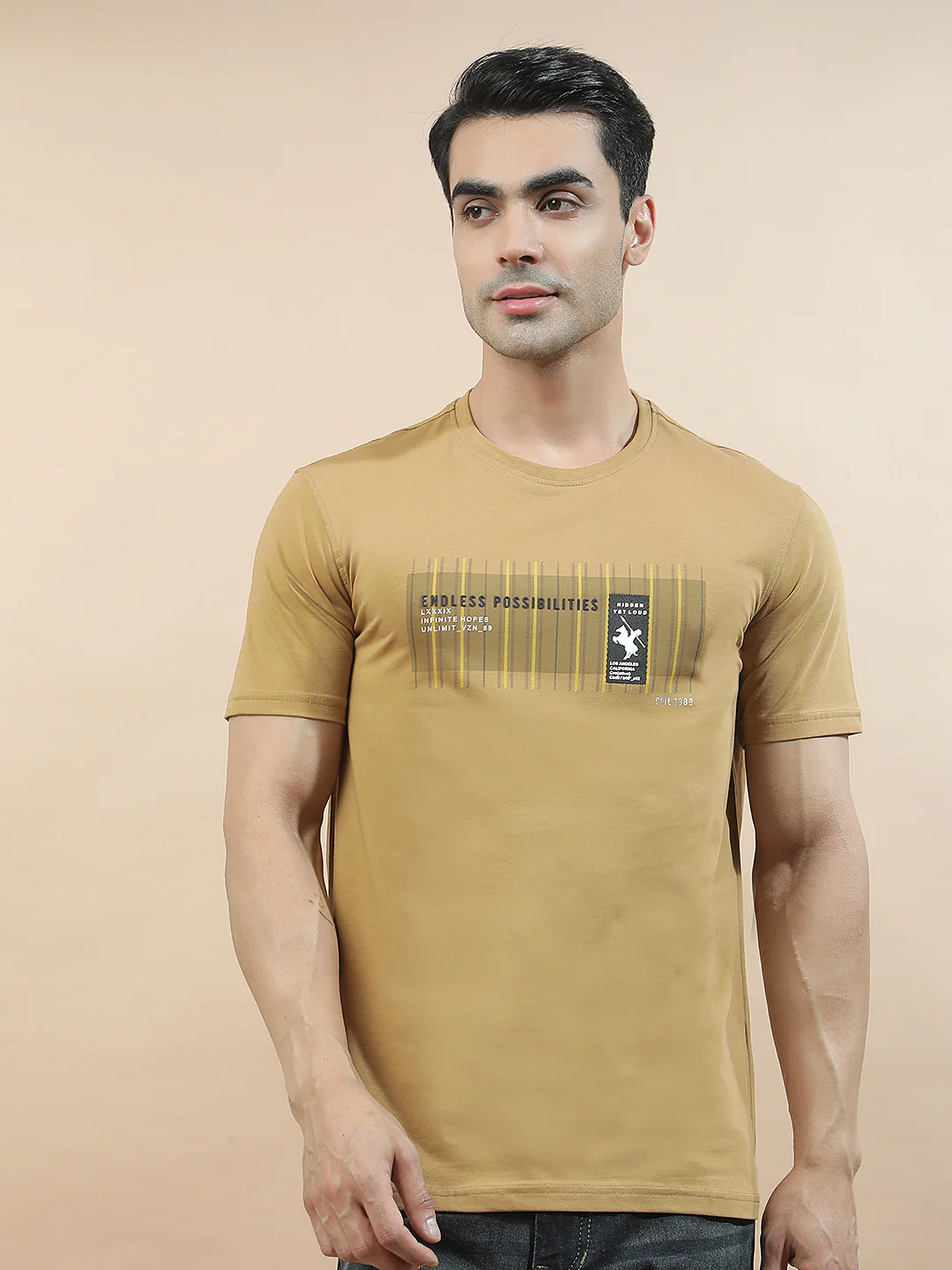 T-Shirt for Men | Breathable & Soft with Color Fastness Regular Fit Round Neck Cotton Blend Fabric Printed Pattern - Image 4