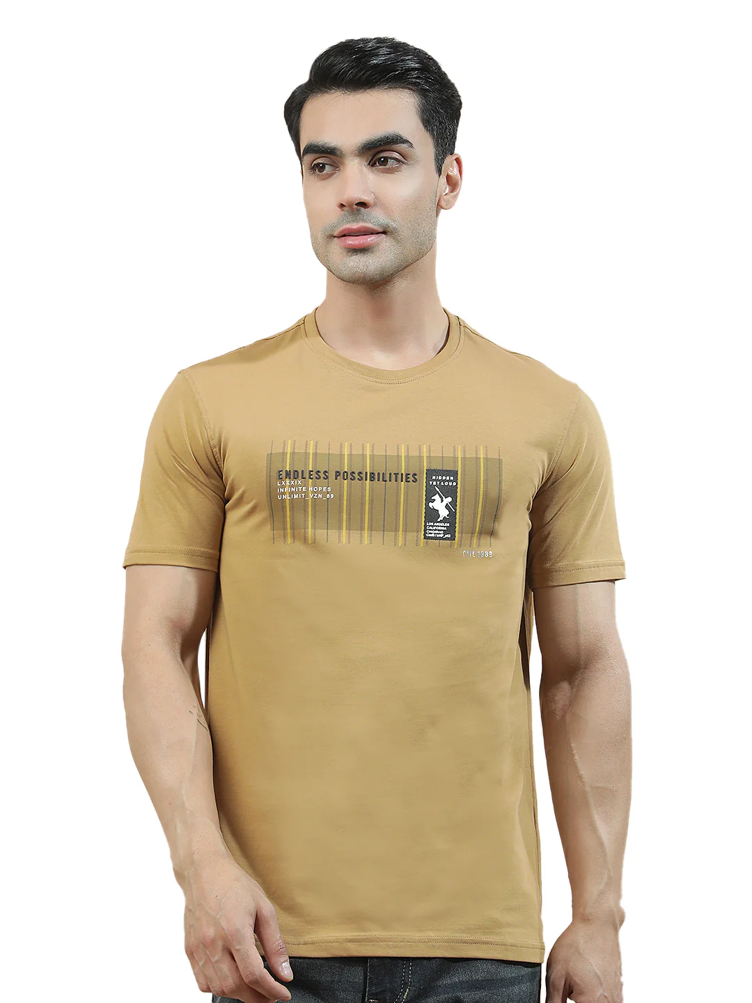 T-Shirt for Men | Breathable & Soft with Color Fastness Regular Fit Round Neck Cotton Blend Fabric Printed Pattern - Image 5