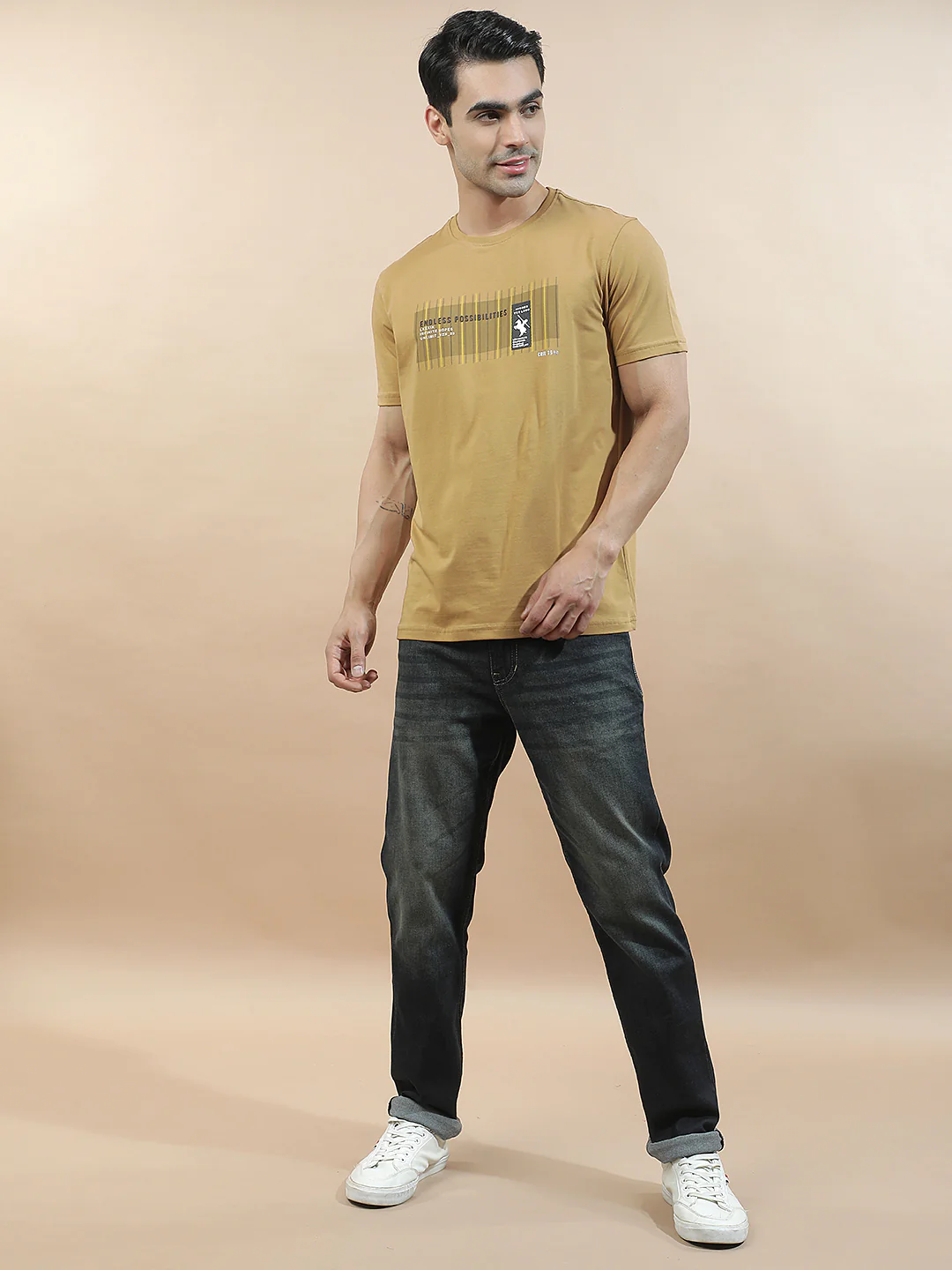 T-Shirt for Men | Breathable & Soft with Color Fastness Regular Fit Round Neck Cotton Blend Fabric Printed Pattern - Image 9
