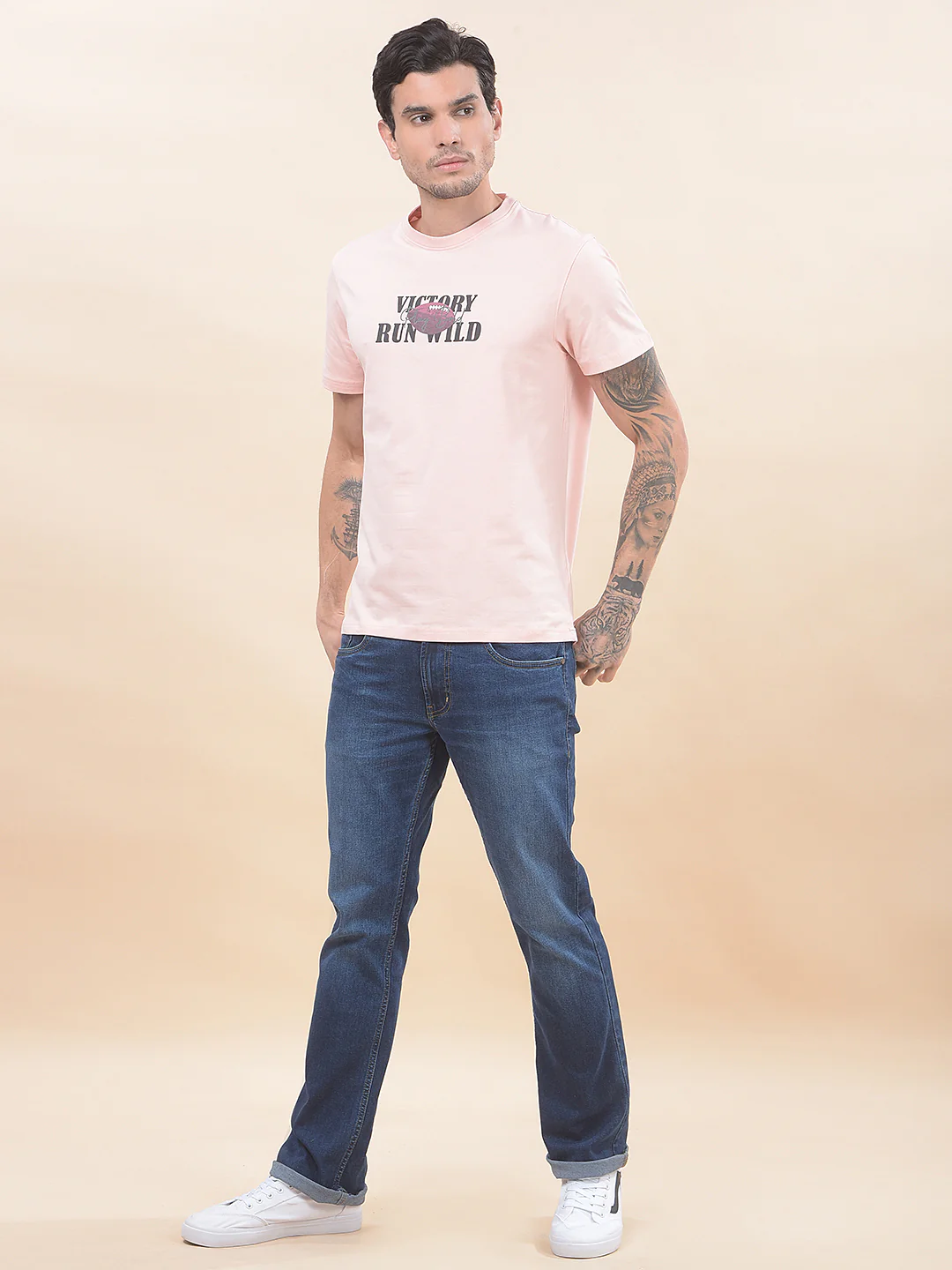 T-Shirt for Men | Breathable & Soft with Color Fastness Regular Fit Round Neck Cotton Blend Fabric Printed Pattern - Image 8