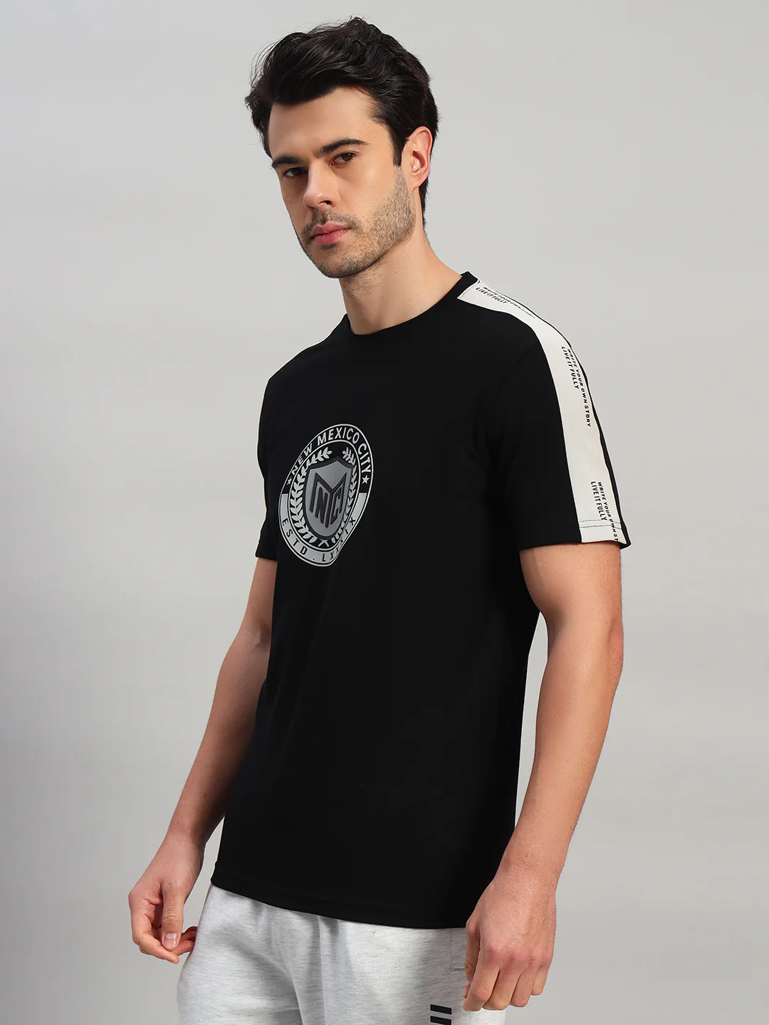 T-Shirt for Men | Breathable & Soft with Color Fastness Regular Fit Round Neck Cotton Blend Fabric Printed Pattern - Image 5