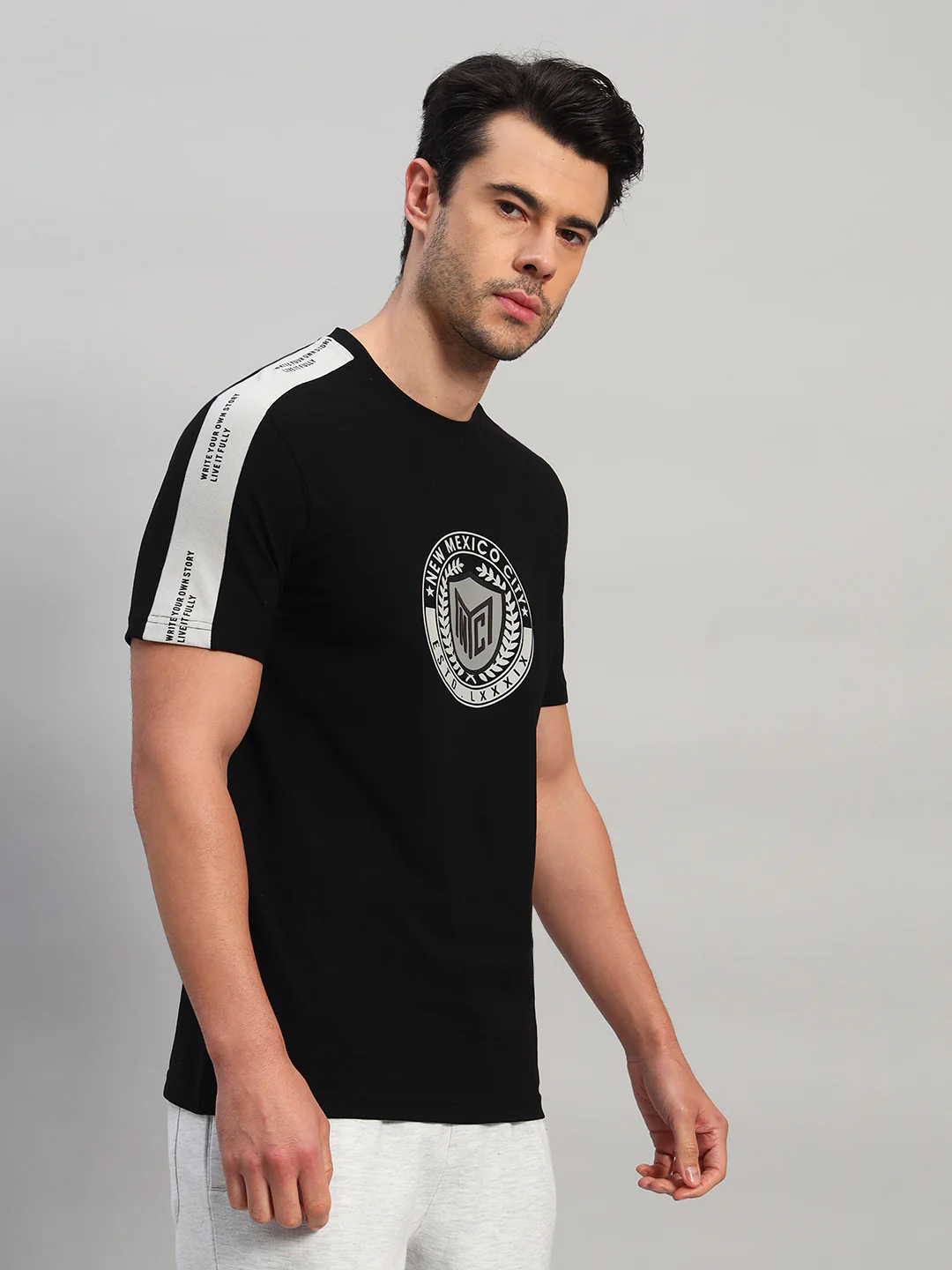 T-Shirt for Men | Breathable & Soft with Color Fastness Regular Fit Round Neck Cotton Blend Fabric Printed Pattern - Image 6