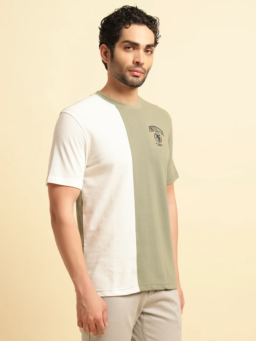 T-Shirt for Men | Breathable & Soft with Color Fastness Regular Fit Round Neck Poly Cotton Fabric Colour Block Pattern - Image 3