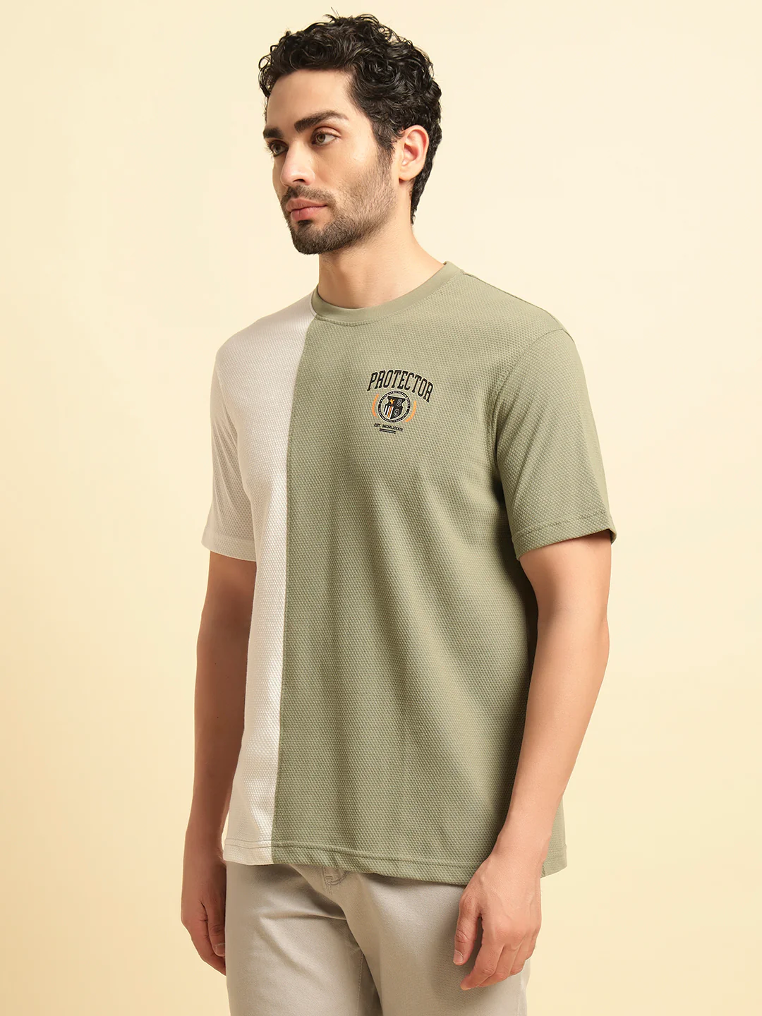 T-Shirt for Men | Breathable & Soft with Color Fastness Regular Fit Round Neck Poly Cotton Fabric Colour Block Pattern - Image 4