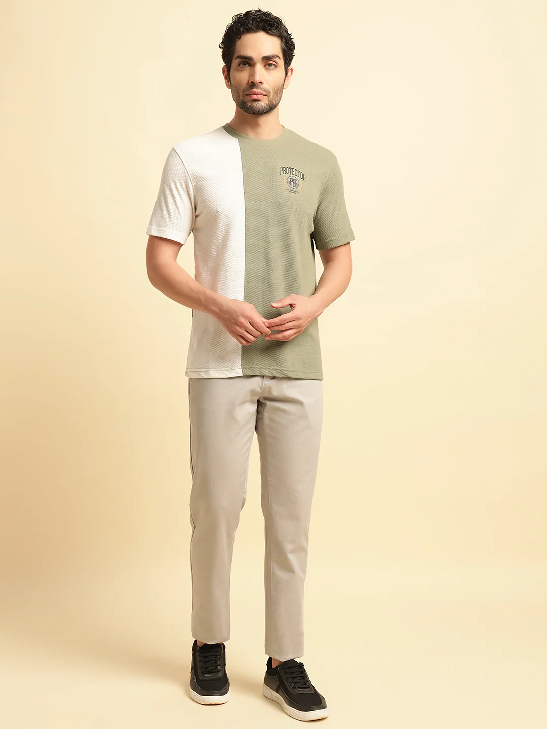 T-Shirt for Men | Breathable & Soft with Color Fastness Regular Fit Round Neck Poly Cotton Fabric Colour Block Pattern - Image 5